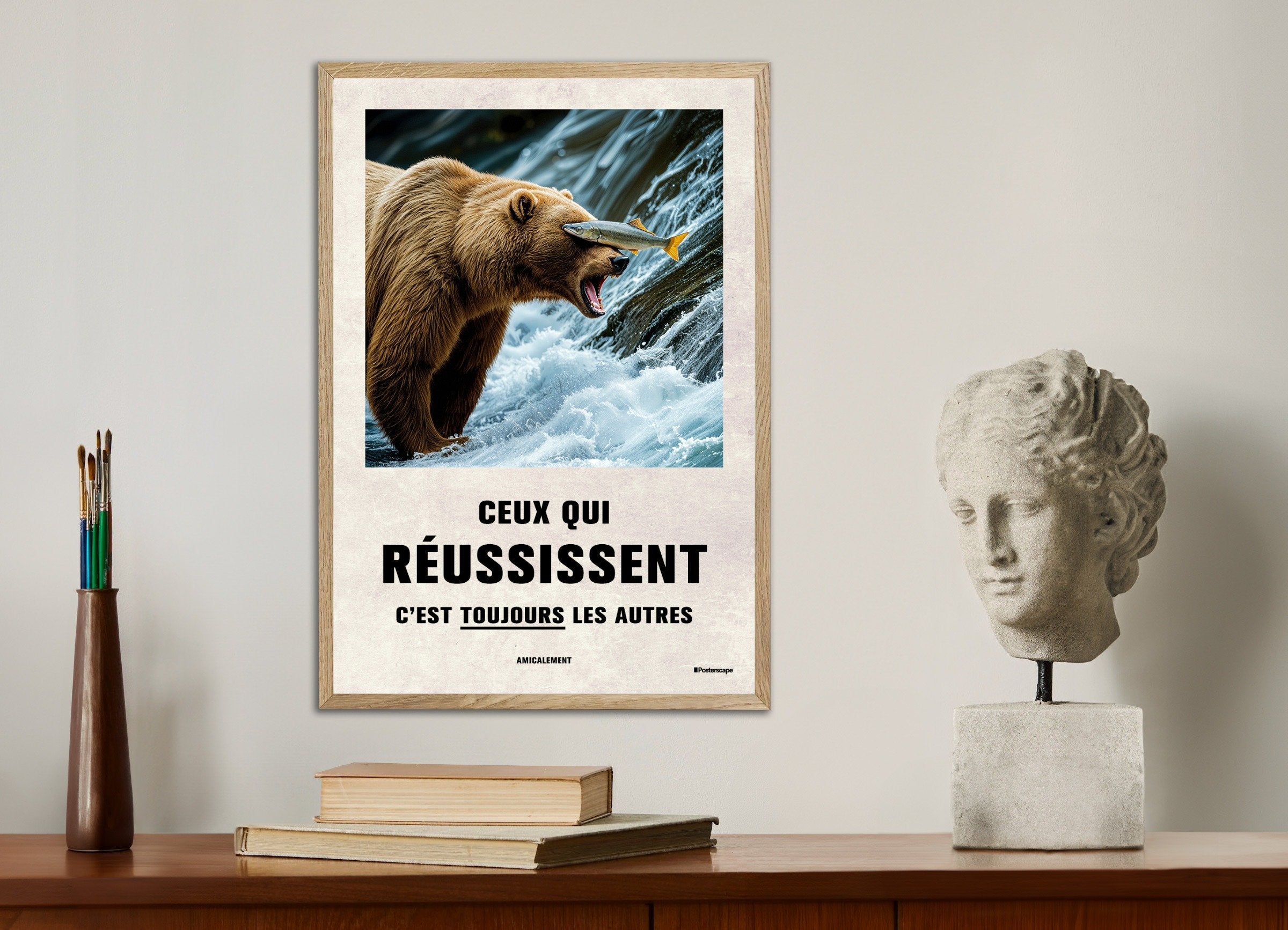Poster of Success - Demotivational Poster, with natural wooden frame