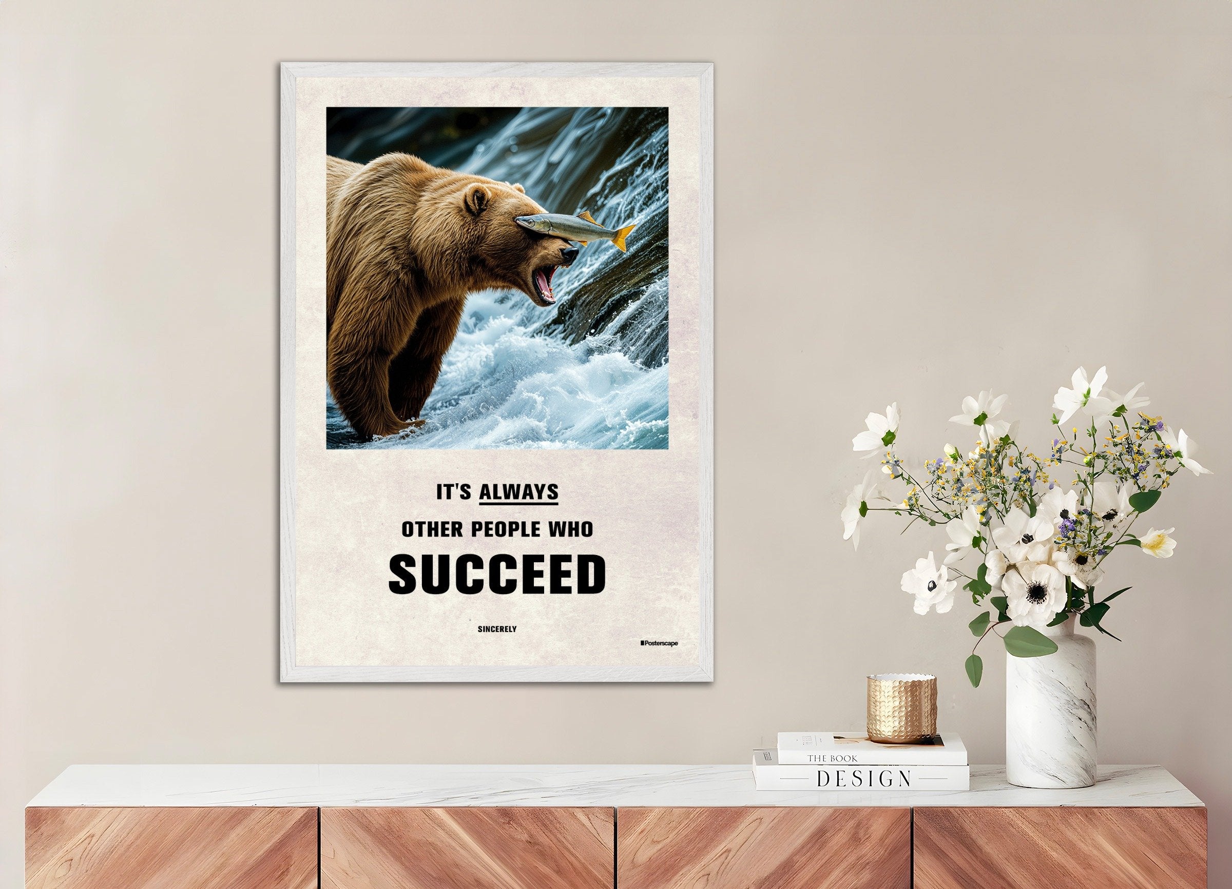 Poster of Success - Demotivational Poster, with white wooden frame