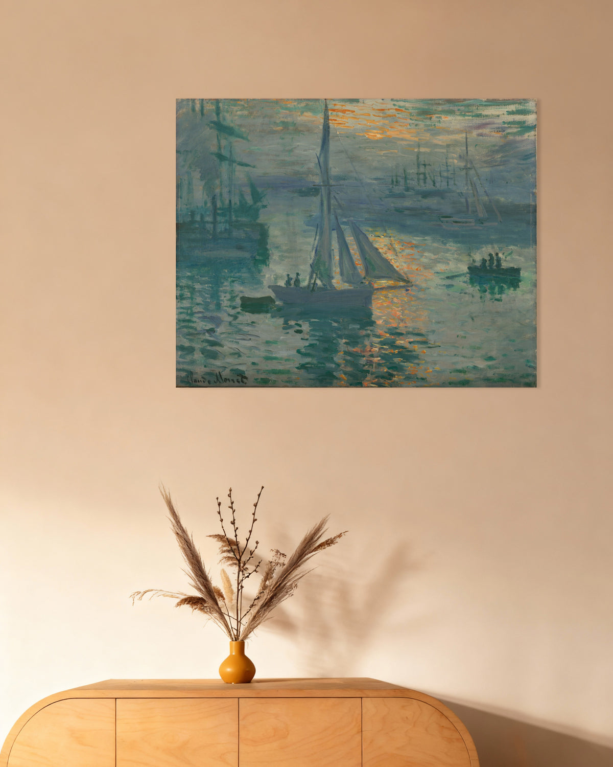 Poster Soluppgång, marin (1873) av Claude Monet