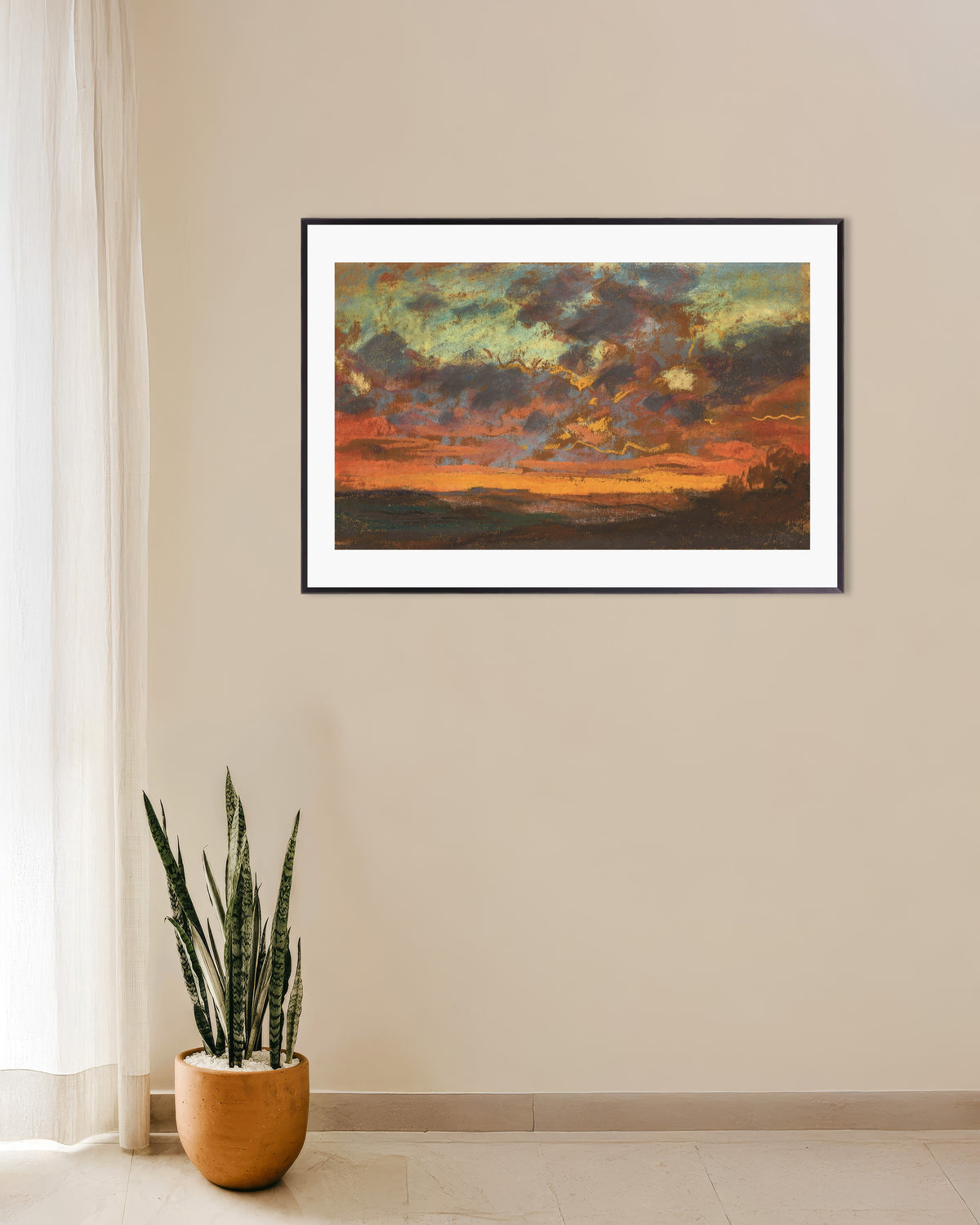 Poster Solnedgång (ca 1868) av Claude Monet med metallram