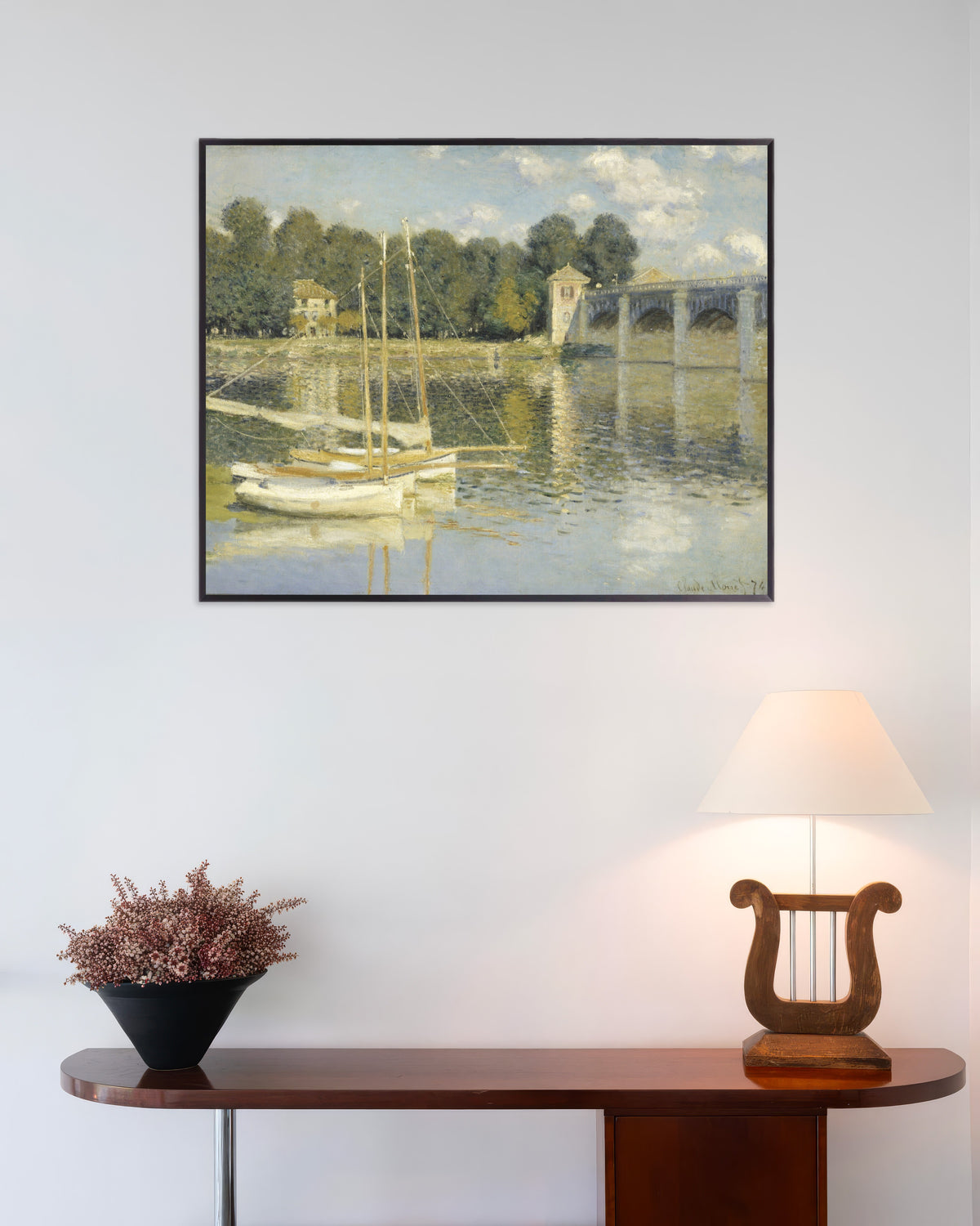 Poster Bron vid Argenteuil (1874) av Claude Monet med metallram