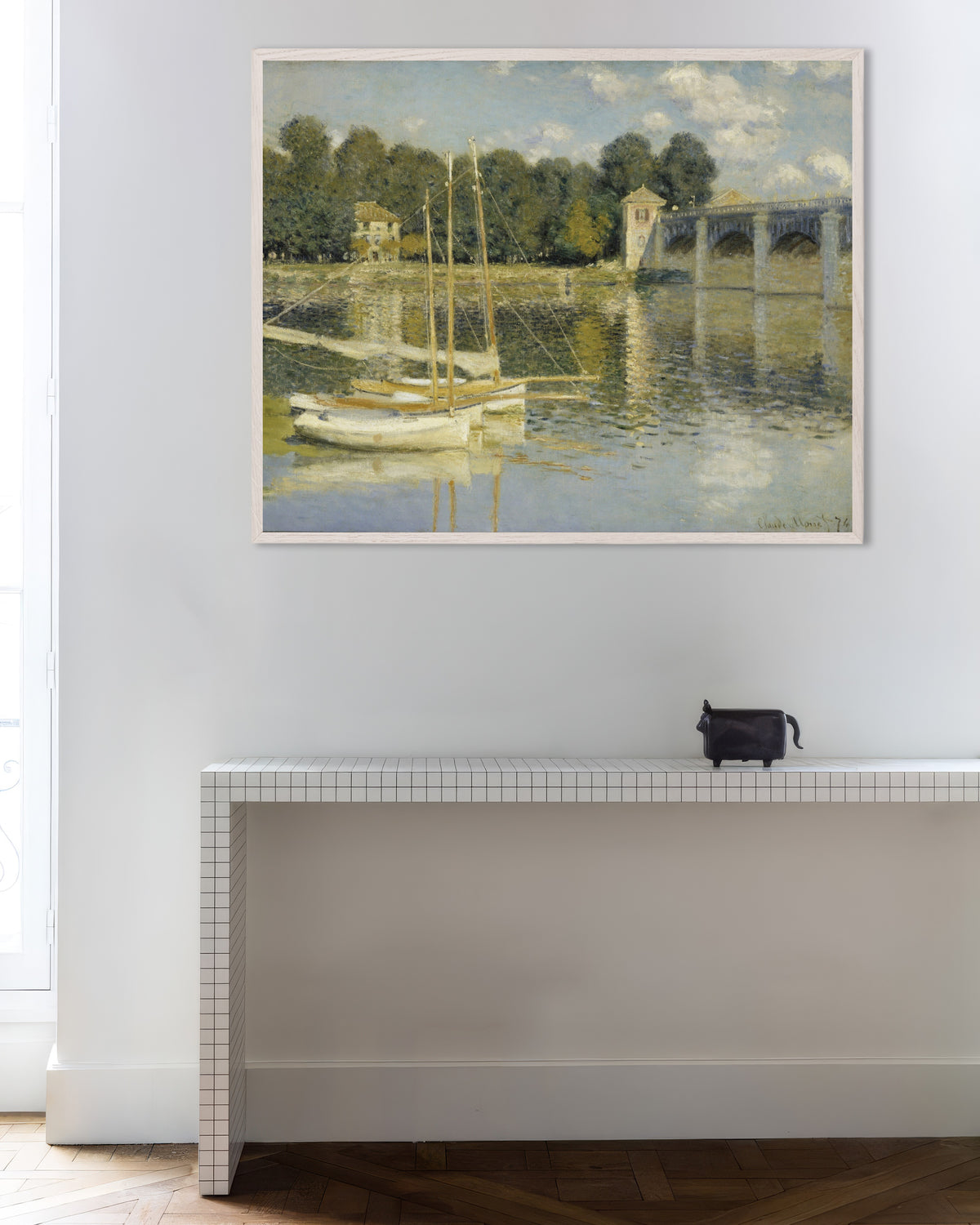 Poster Bron vid Argenteuil (1874) av Claude Monet med vit träram