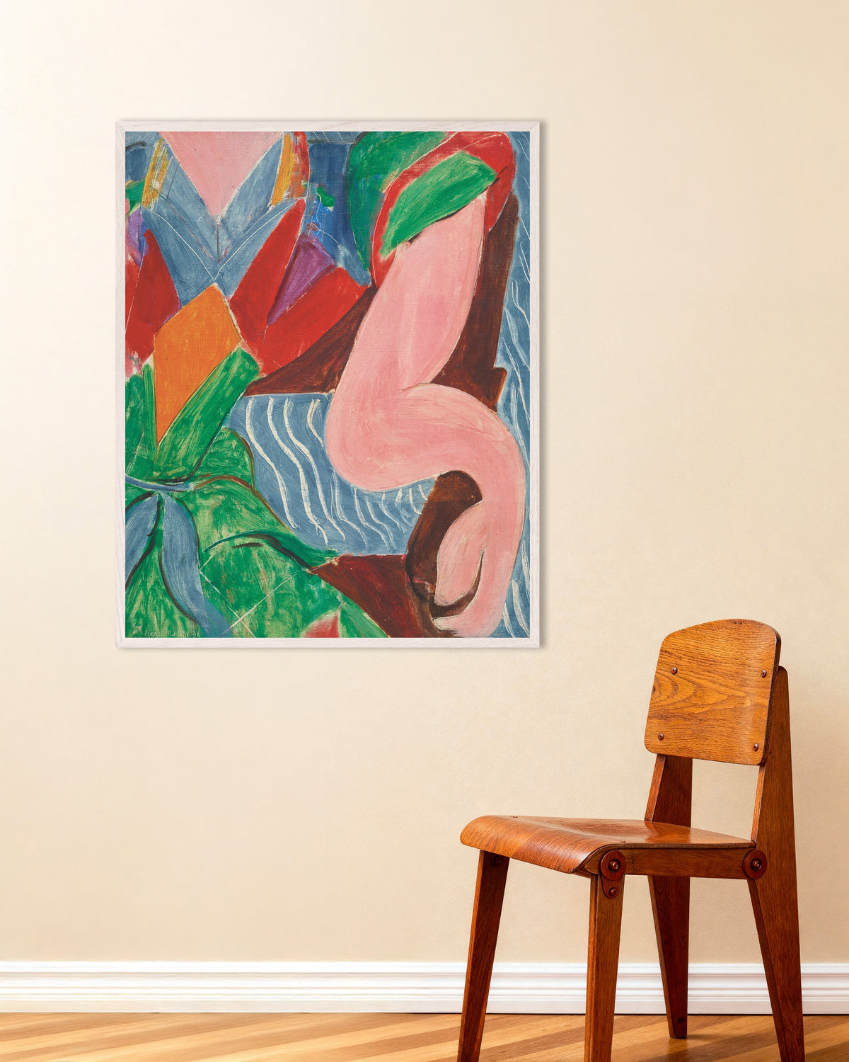 Poster av Armen (1938) av Henri Matisse, med vit träram