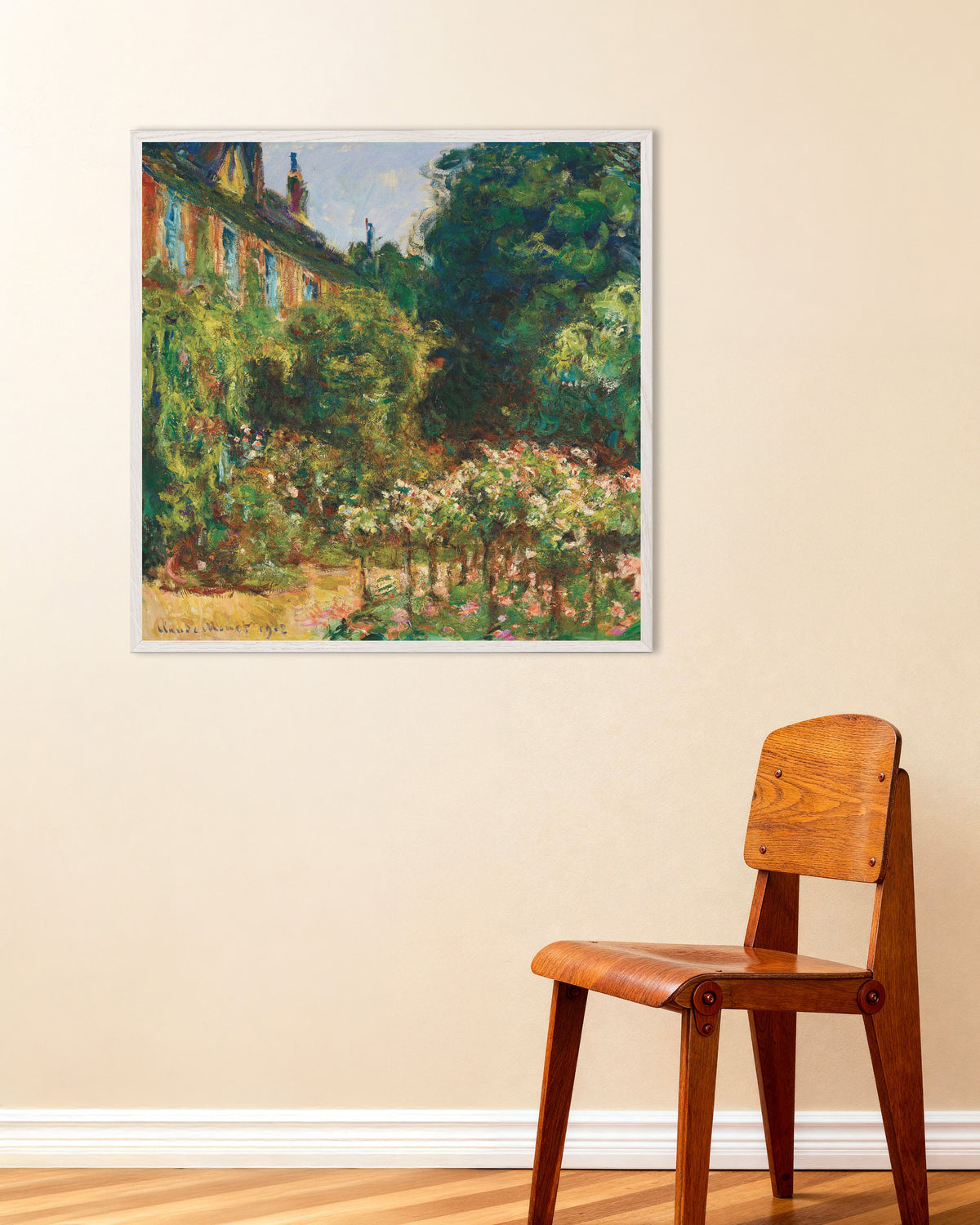 Poster Konstnärens hus i Giverny (1912) av Claude Monet med vit träram
