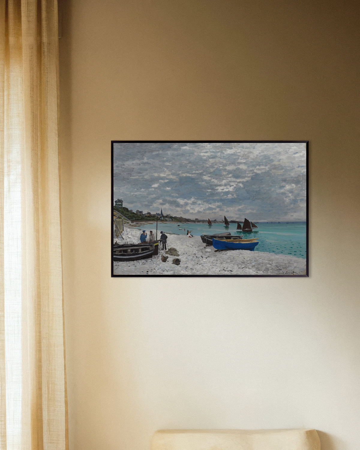 Poster Stranden vid Sainte-Adresse (1867) av Claude Monet med metallram
