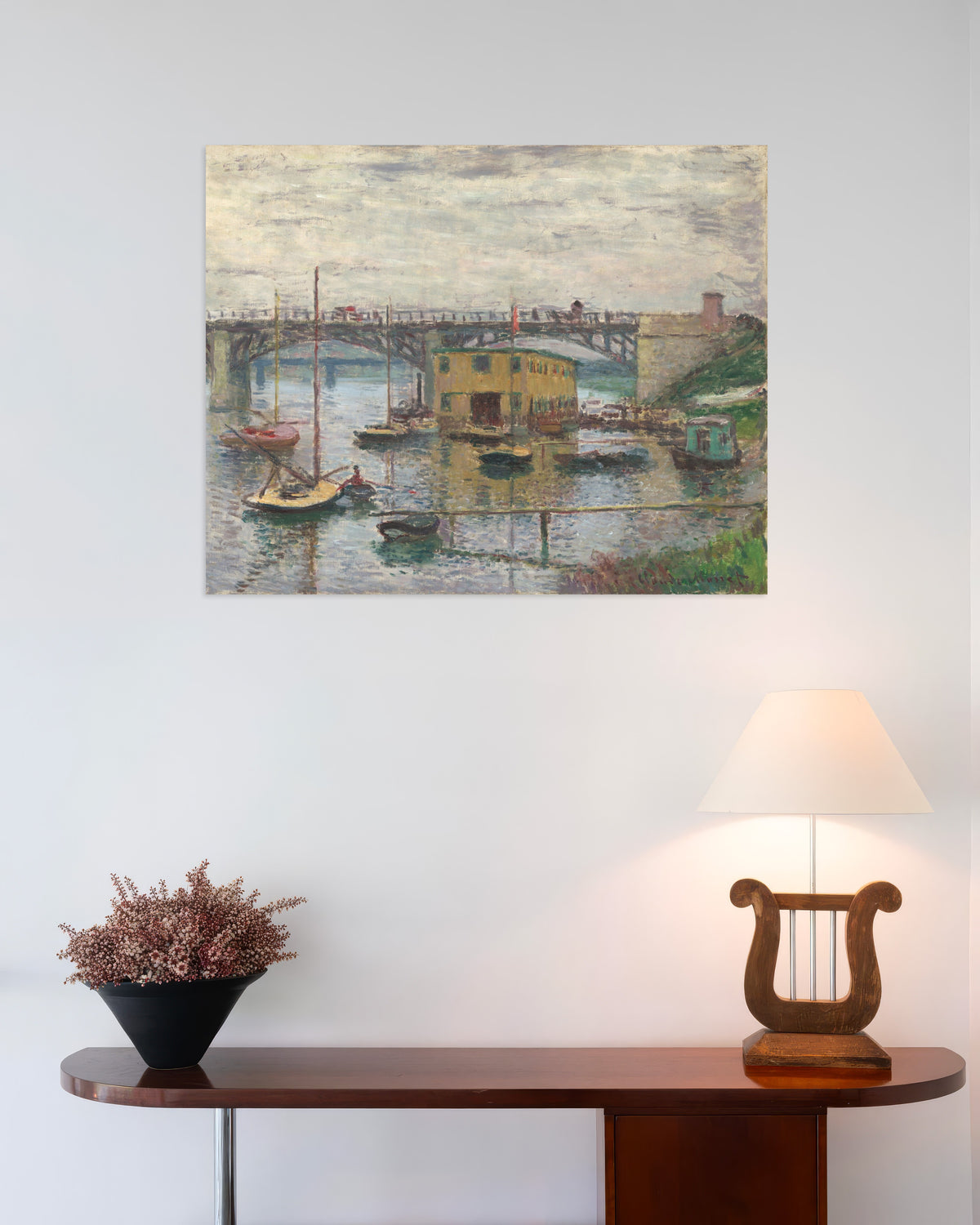 Poster Bron vid Argenteuil en grå dag (ca 1876) av Claude Monet