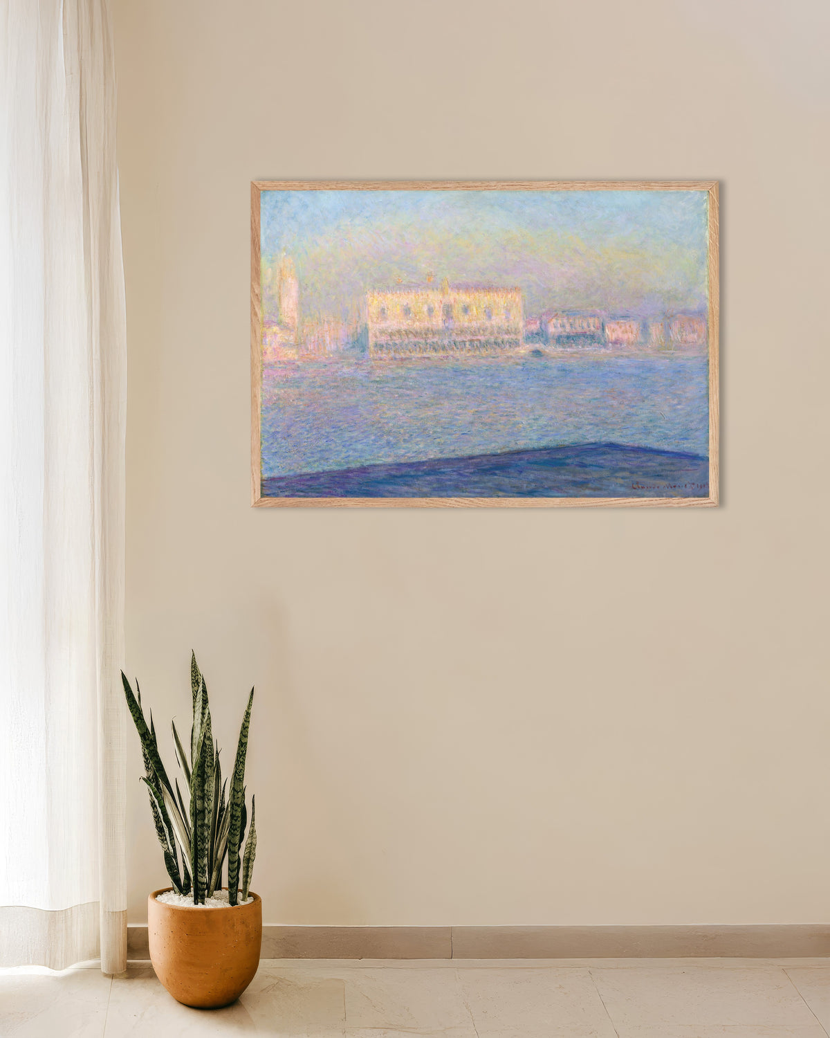 Poster Dogepalatset sett från San Giorgio Maggiore (1908) av Claude Monet med ram i naturträ
