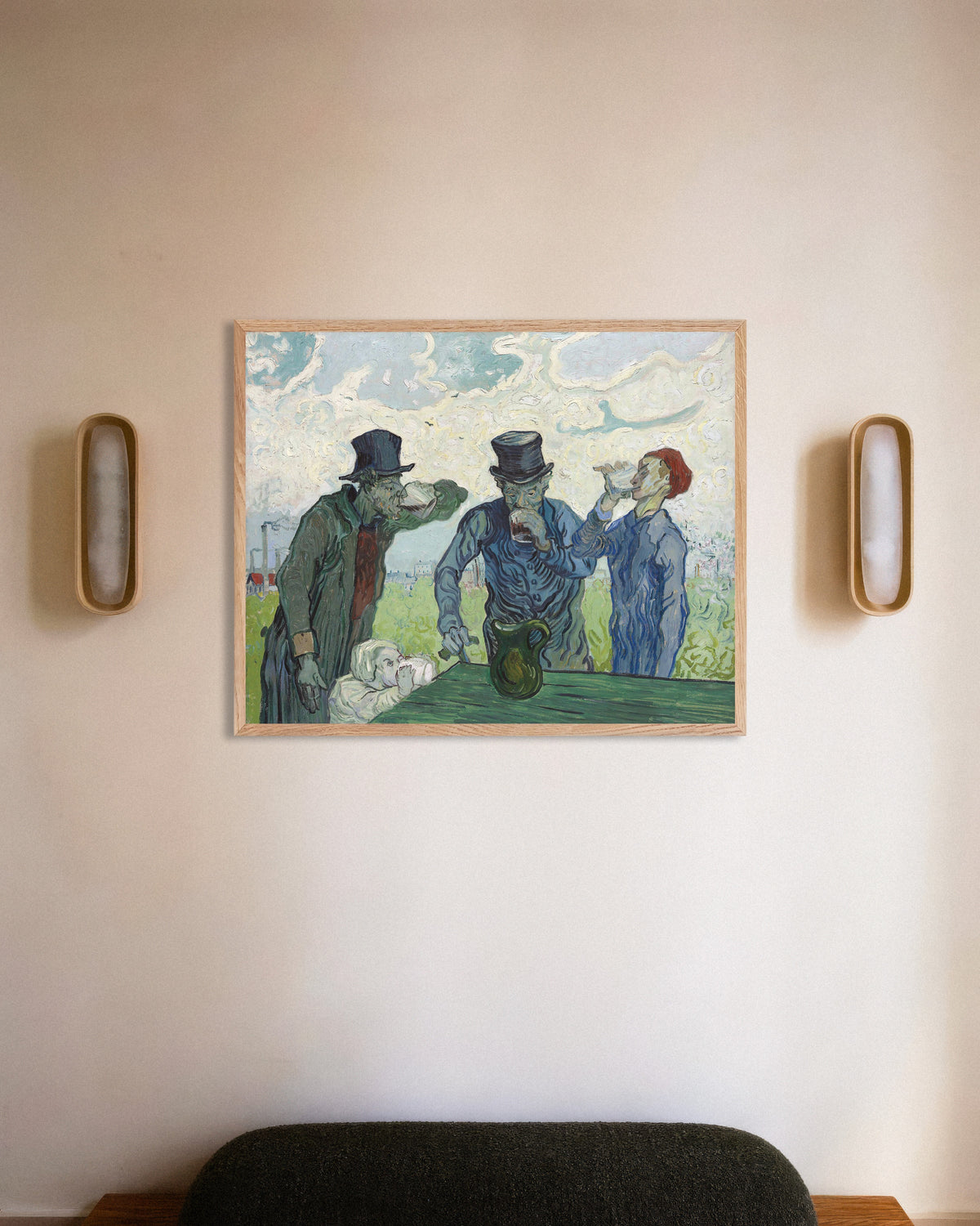 Poster med Drinkarna, efter Daumier (1890) av Vincent van Gogh, med ram av naturträ