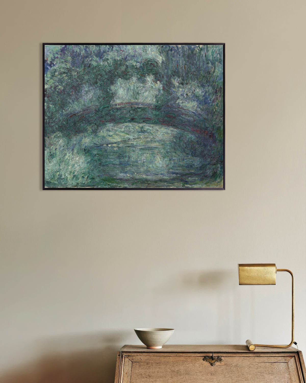 Poster Den japanska bron (1919–1924) av Claude Monet med metallram
