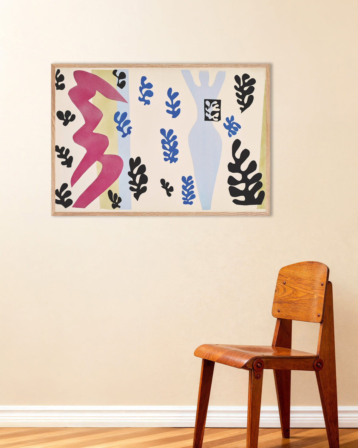 Poster av Knivkastaren (Jazz, 1947) av Henri Matisse, med ram i naturträ