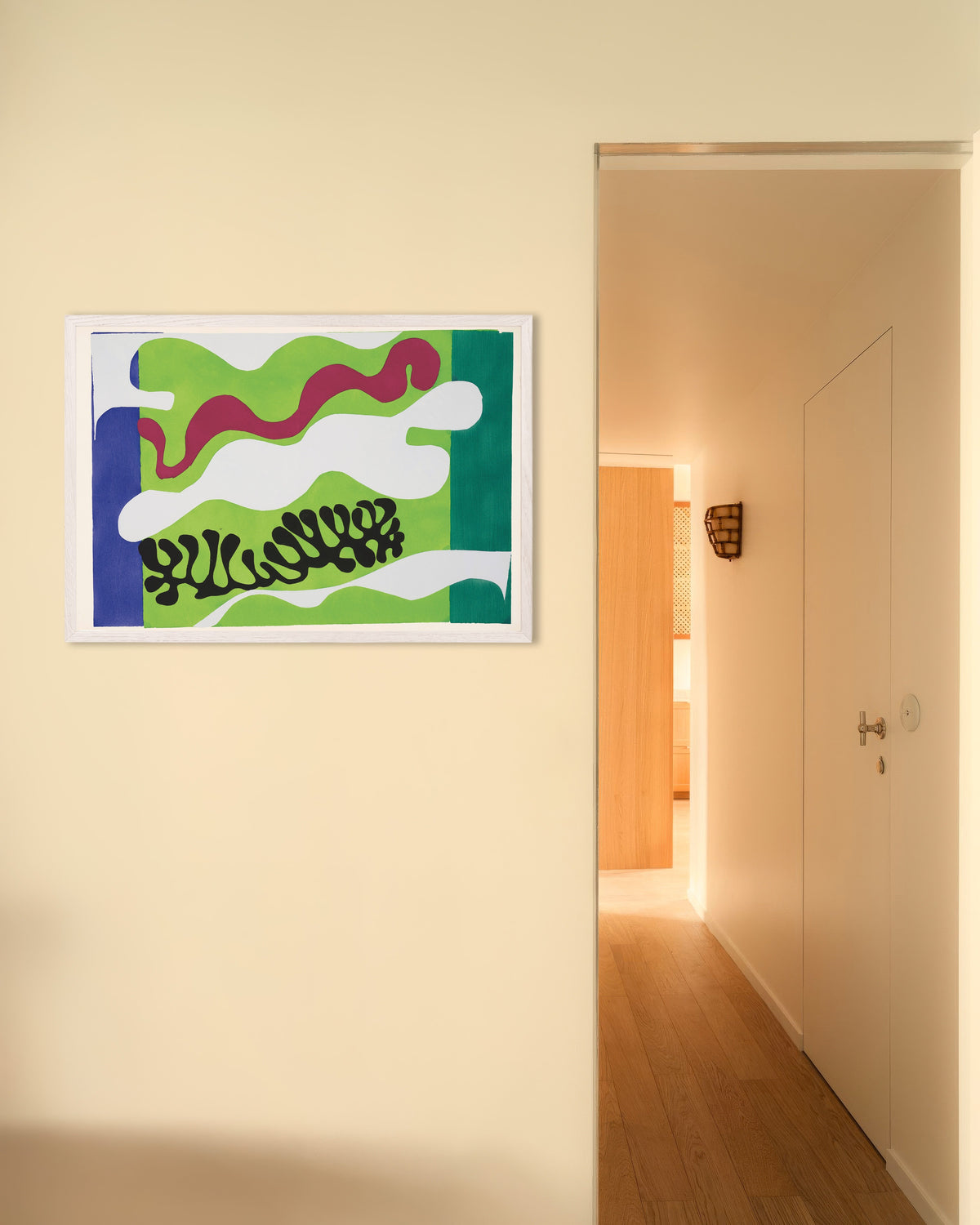 Poster av Lagunen i grönt (Jazz, 1947) av Henri Matisse, med vit träram