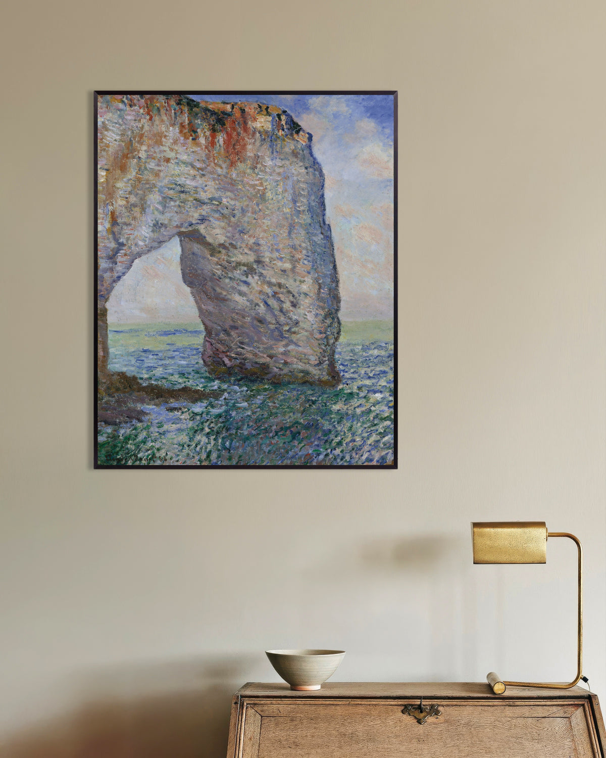 Poster Manneporte vid Étretat (1886) av Claude Monet med metallram
