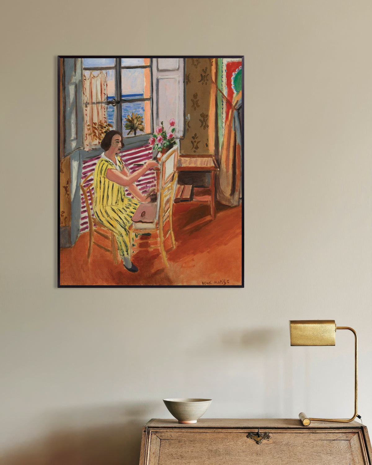 Poster med Morgonsessionen (1924) av Henri Matisse, med metallram