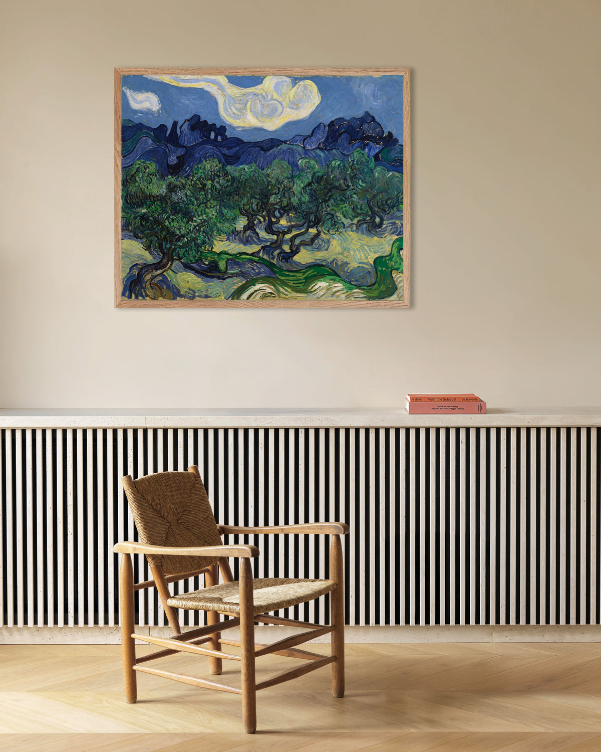 Poster med Olivträden (1889) av Vincent van Gogh, med ram i naturträ