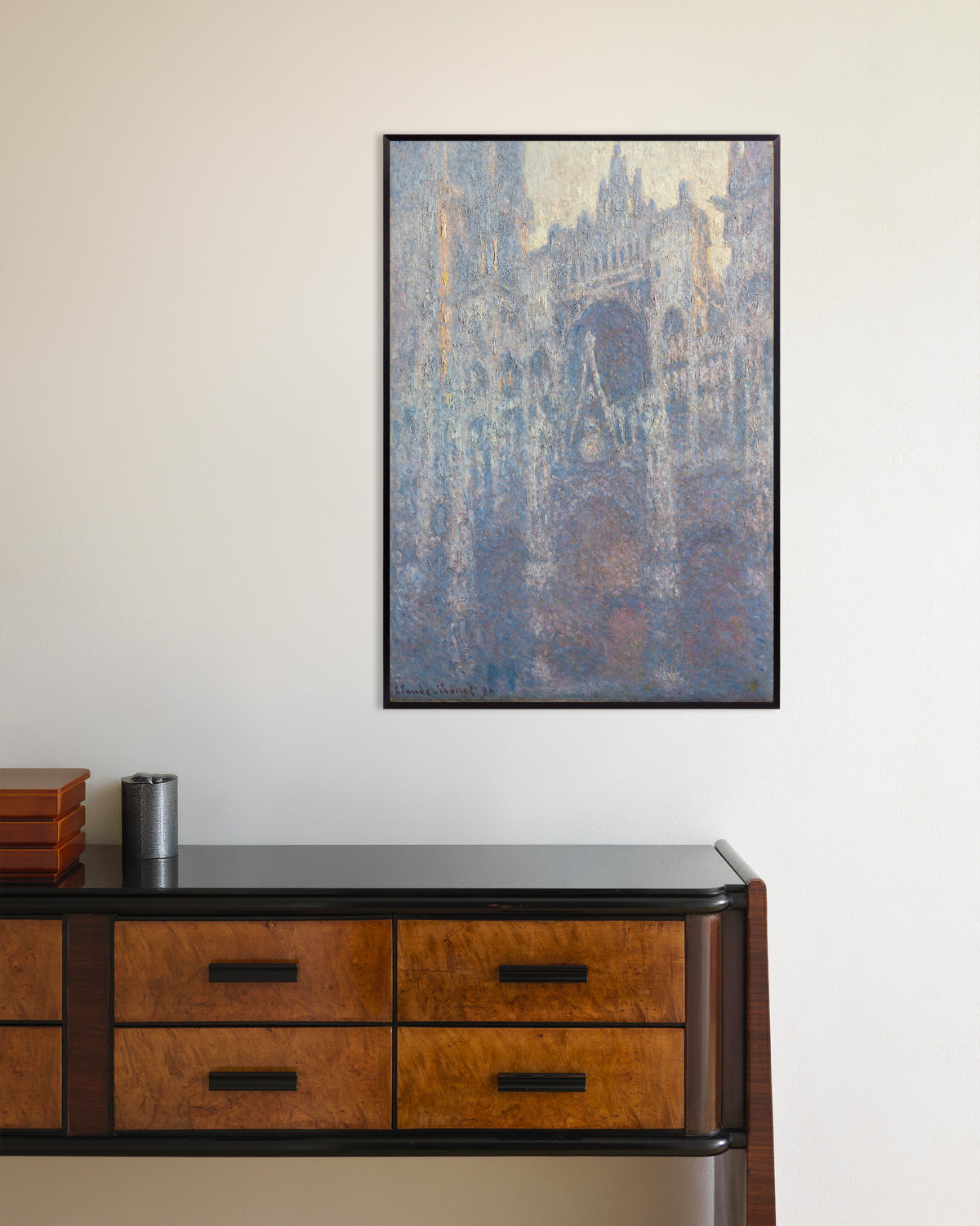 Poster Portalen till katedralen i Rouen i morgonljus (1894) av Claude Monet med metallram