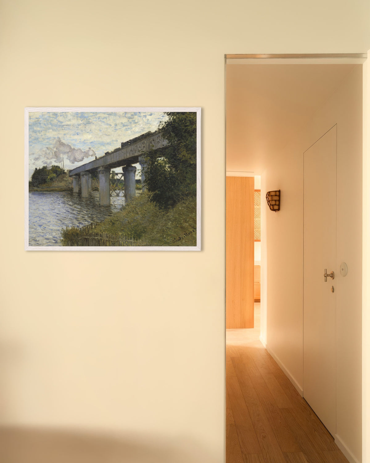 Poster Järnvägsbron vid Argenteuil (1873–1874) av Claude Monet med vit träram