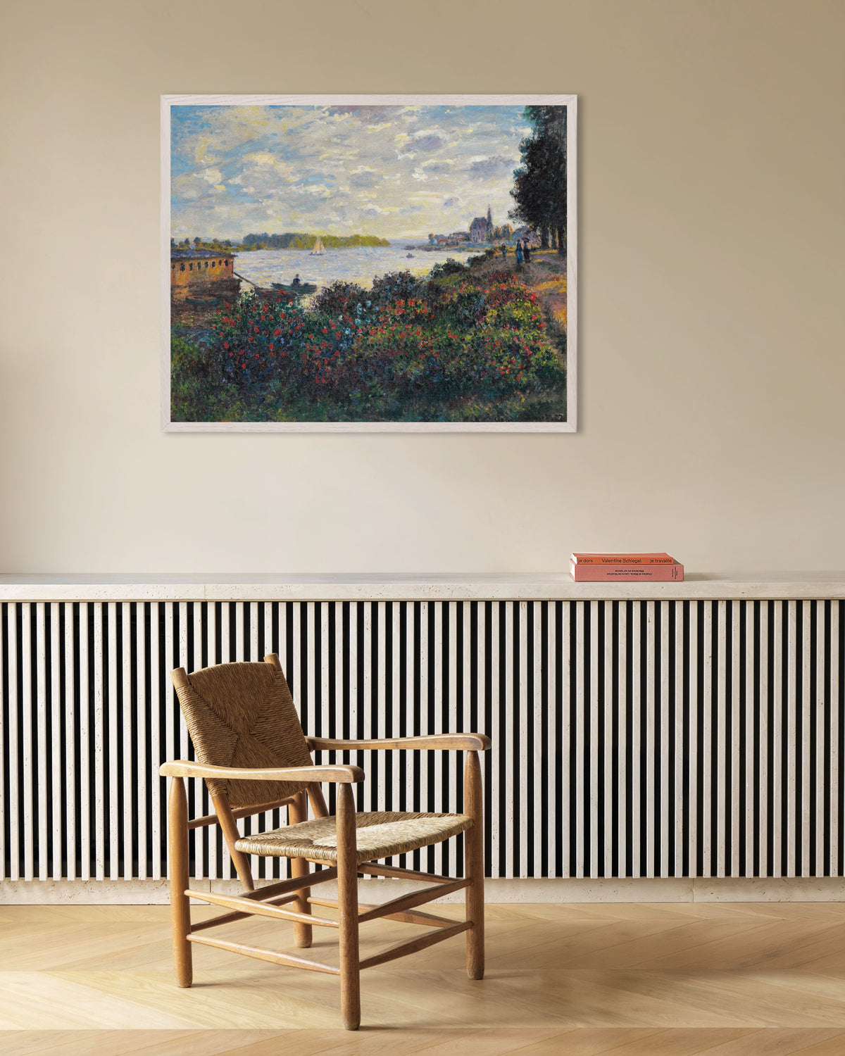 Poster Seine vid Argenteuil (1877) av Claude Monet med vit träram