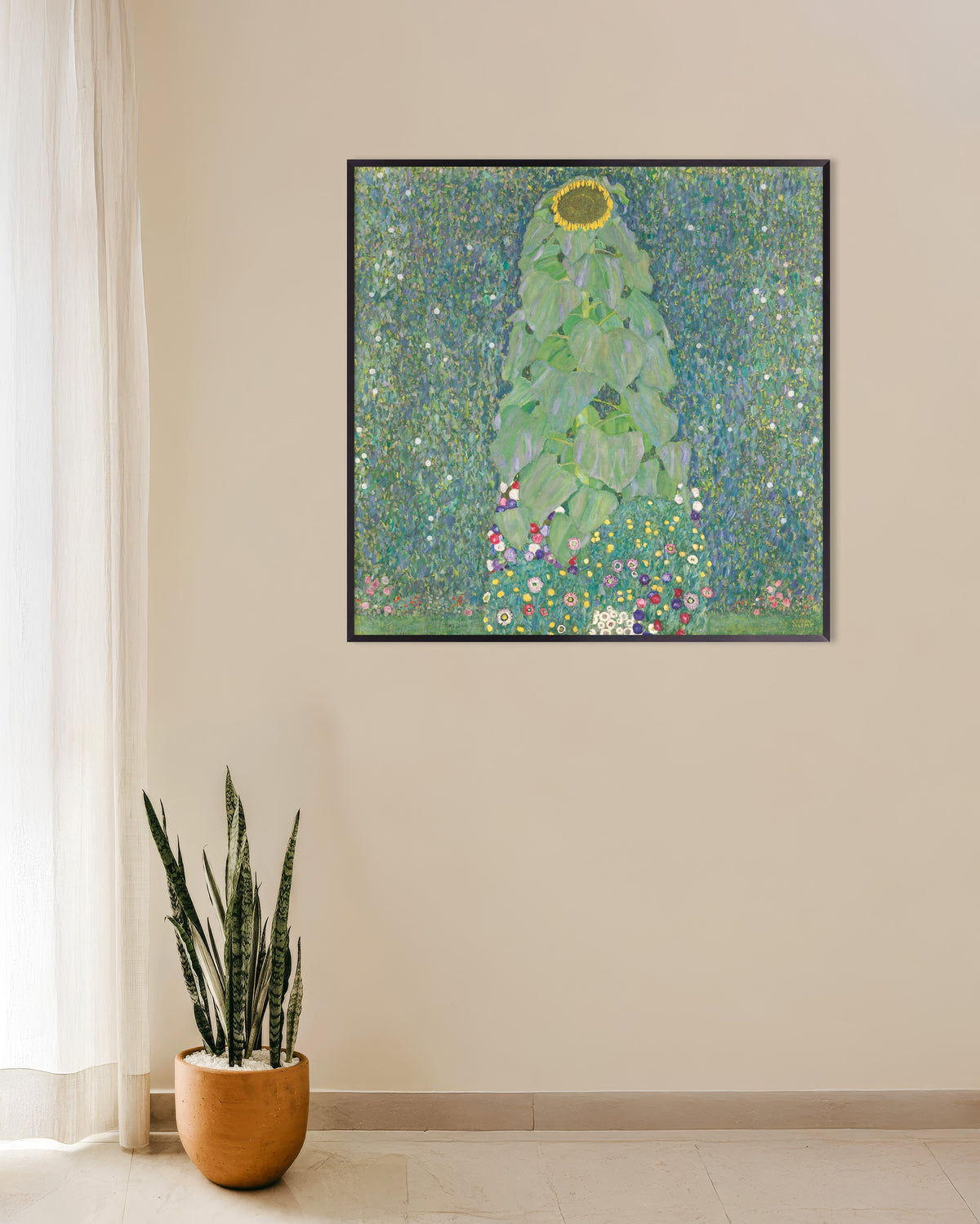 Poster Solrosen (1907–1908) av Gustav Klimt med metallram