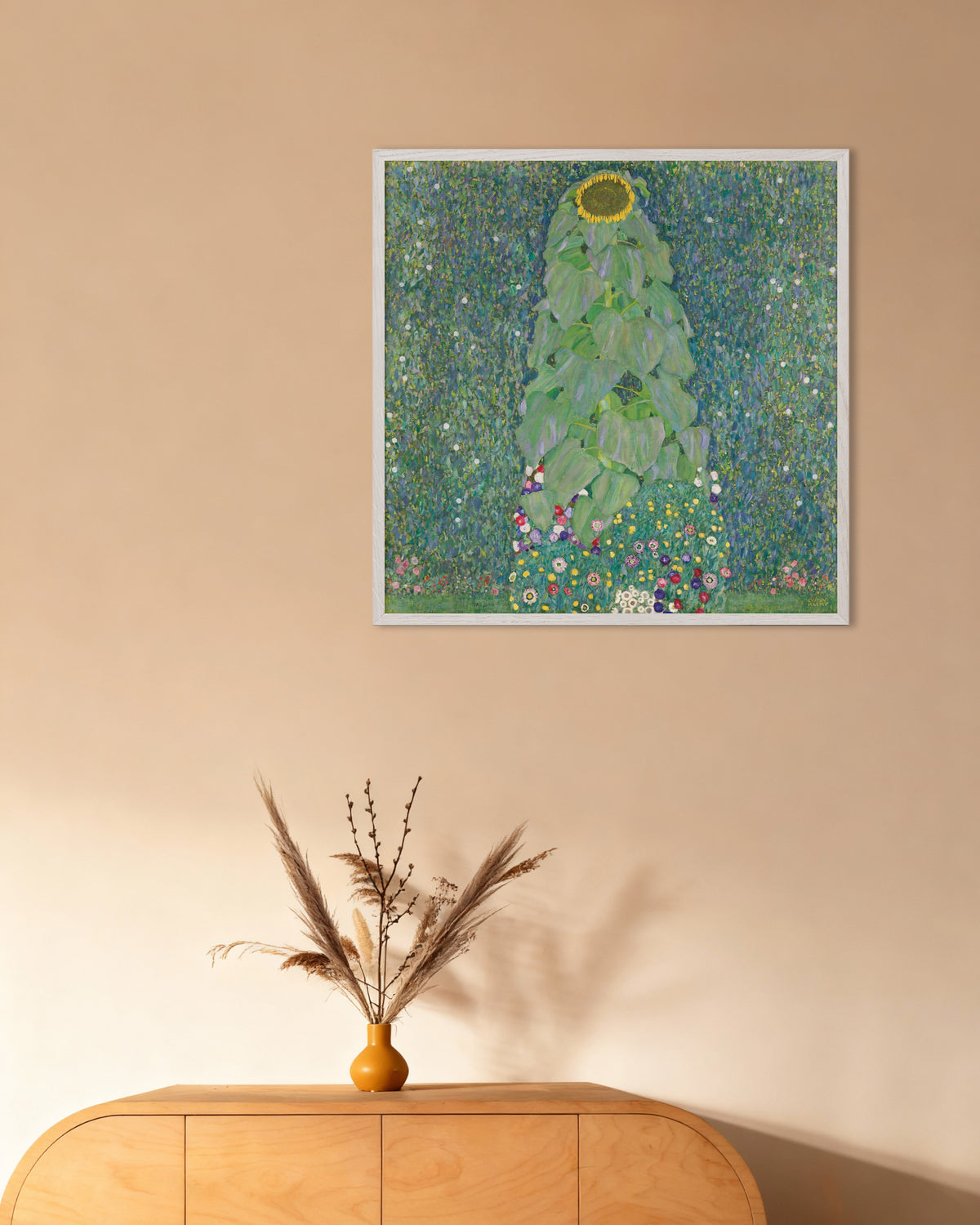 Poster Solrosen (1907–1908) av Gustav Klimt med vit träram