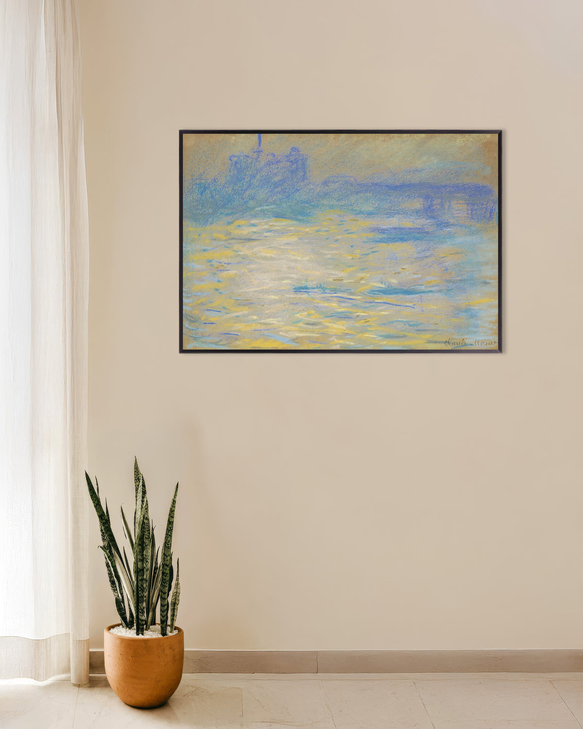 Poster Themsen (1901) av Claude Monet med metallram