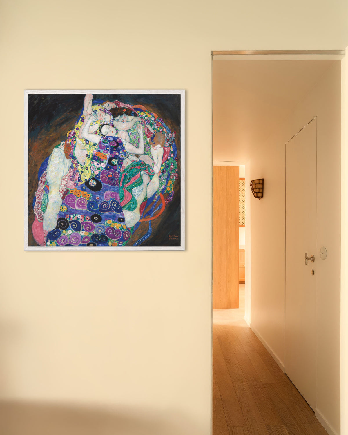 Poster Jungfrun (1913) av Gustav Klimt med vit träram
