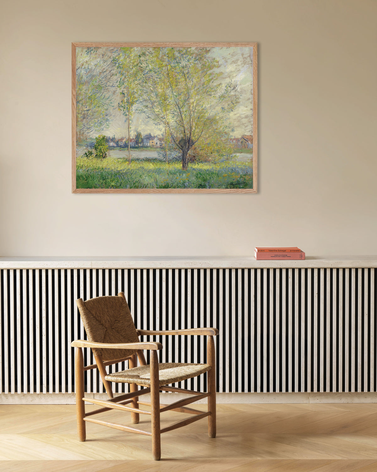 Poster Pilträden (1880) av Claude Monet med ram i naturträ