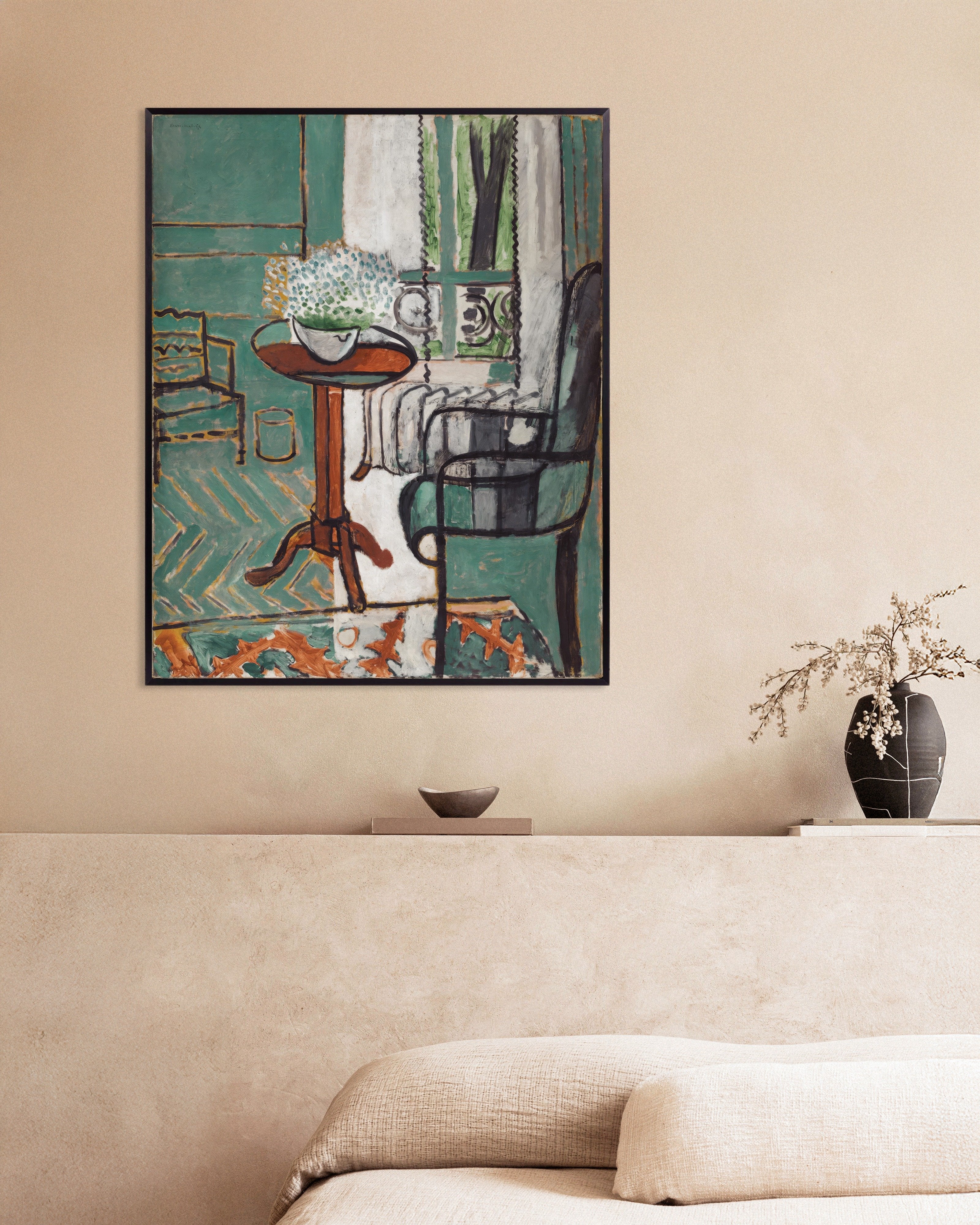Poster of The window (Interior with forget-me-nots) by Henri Matisse - Poster, with metal frame