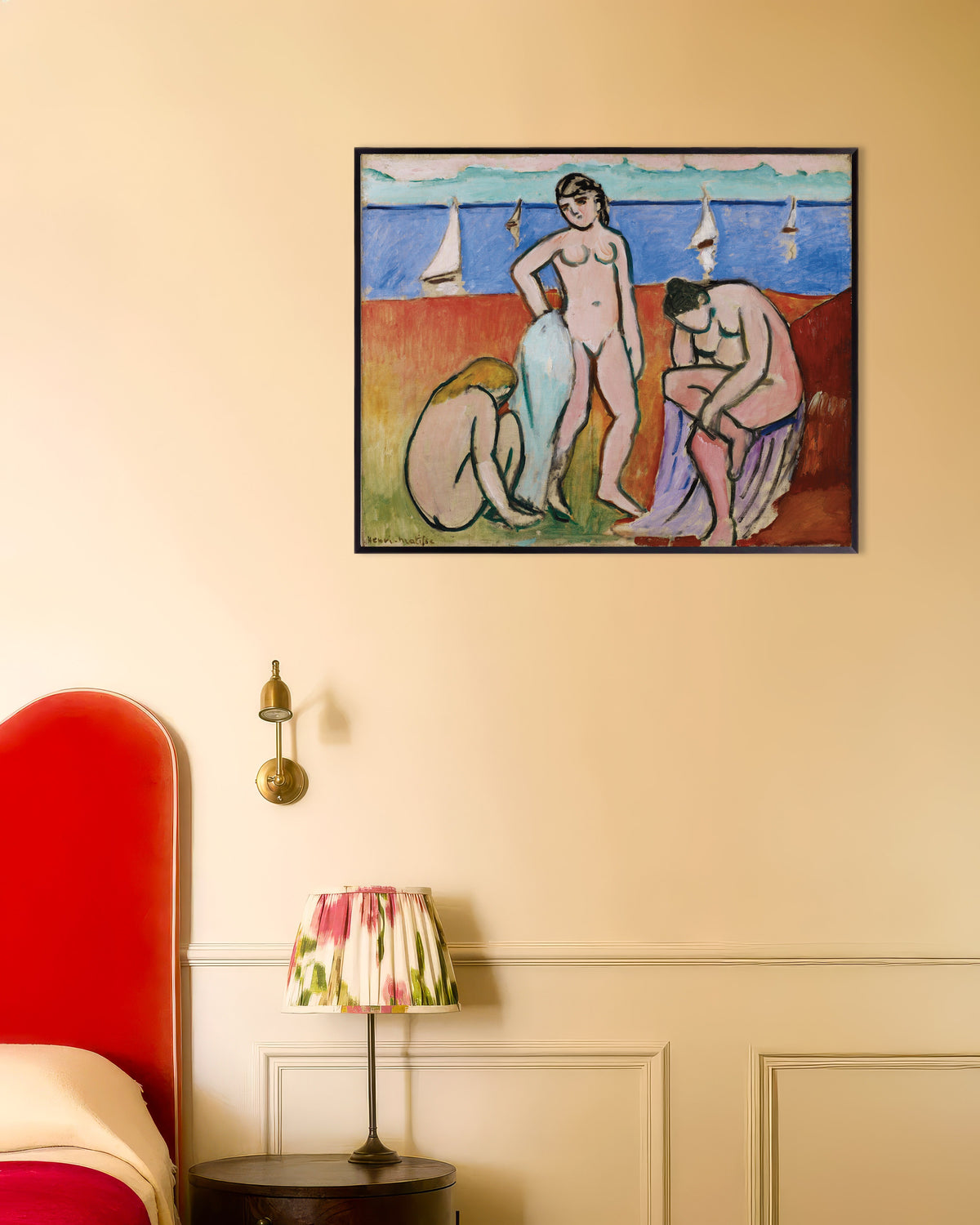 Poster av Tre badande (1907) av Henri Matisse, med metallram