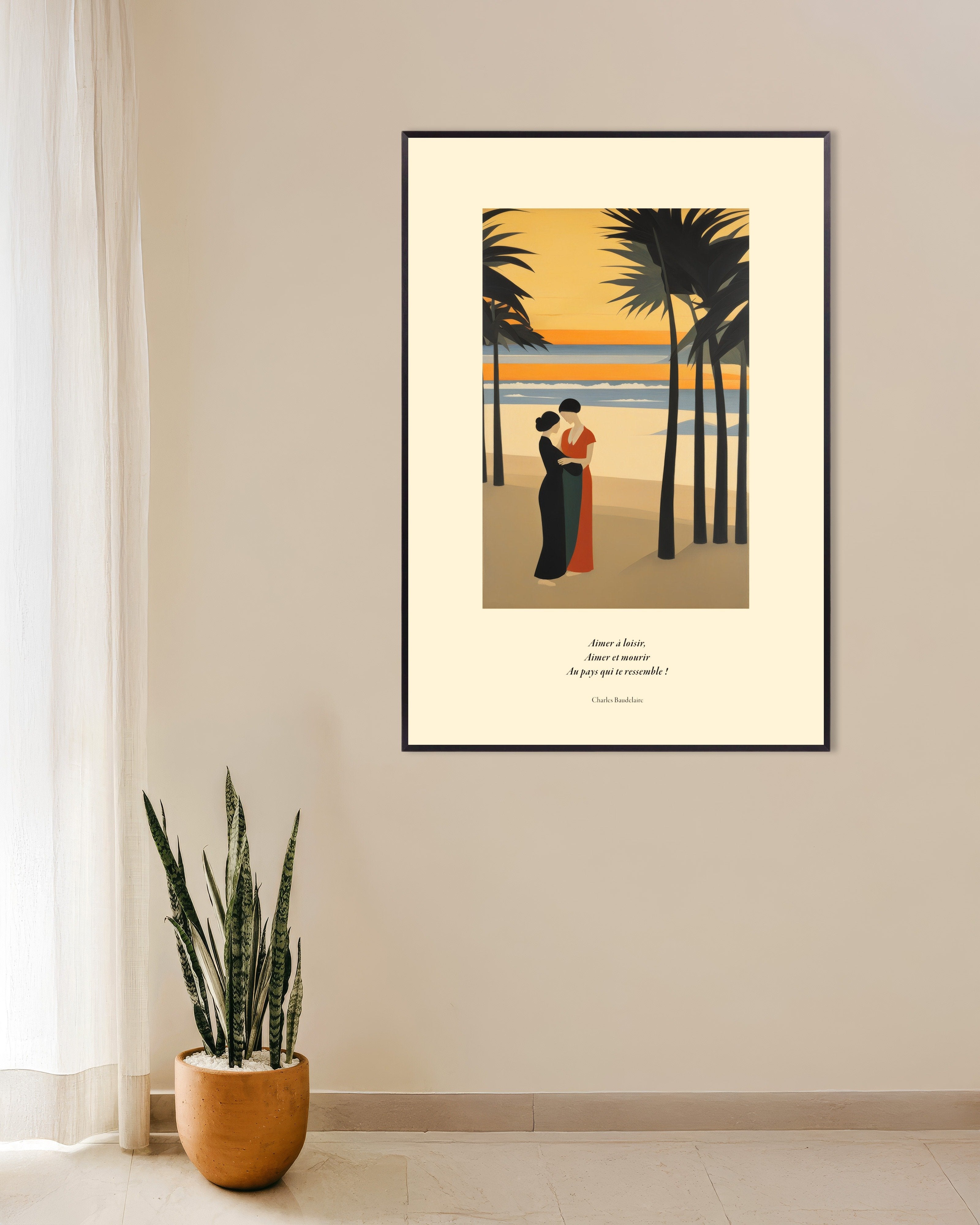 Poster of To love at leisure, Baudelaire, french, with metal frame