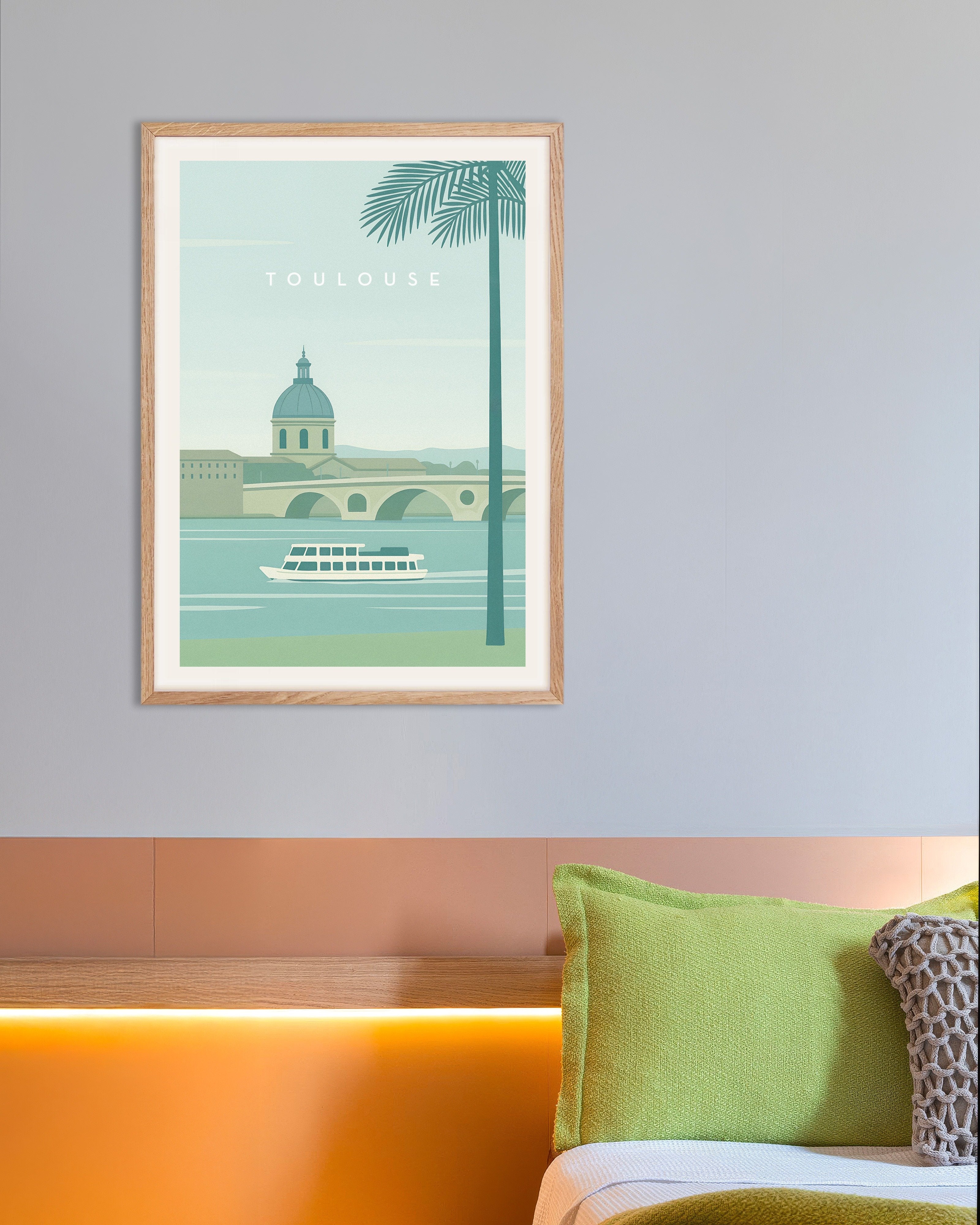 Poster of Toulouse Wall Art Print, with natural wooden frame