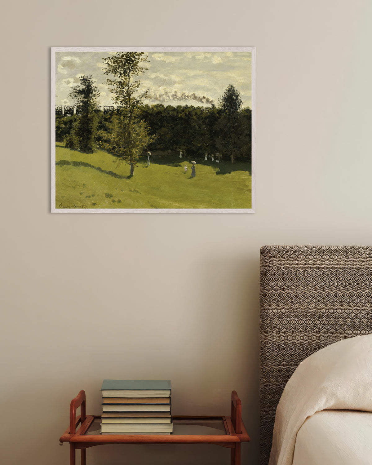 Poster Tåg på landsbygden (ca 1870) av Claude Monet med vit träram