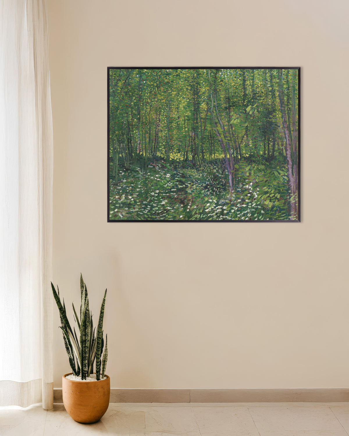 Poster med Träd och snårskog (1887) av Vincent van Gogh, med metallram