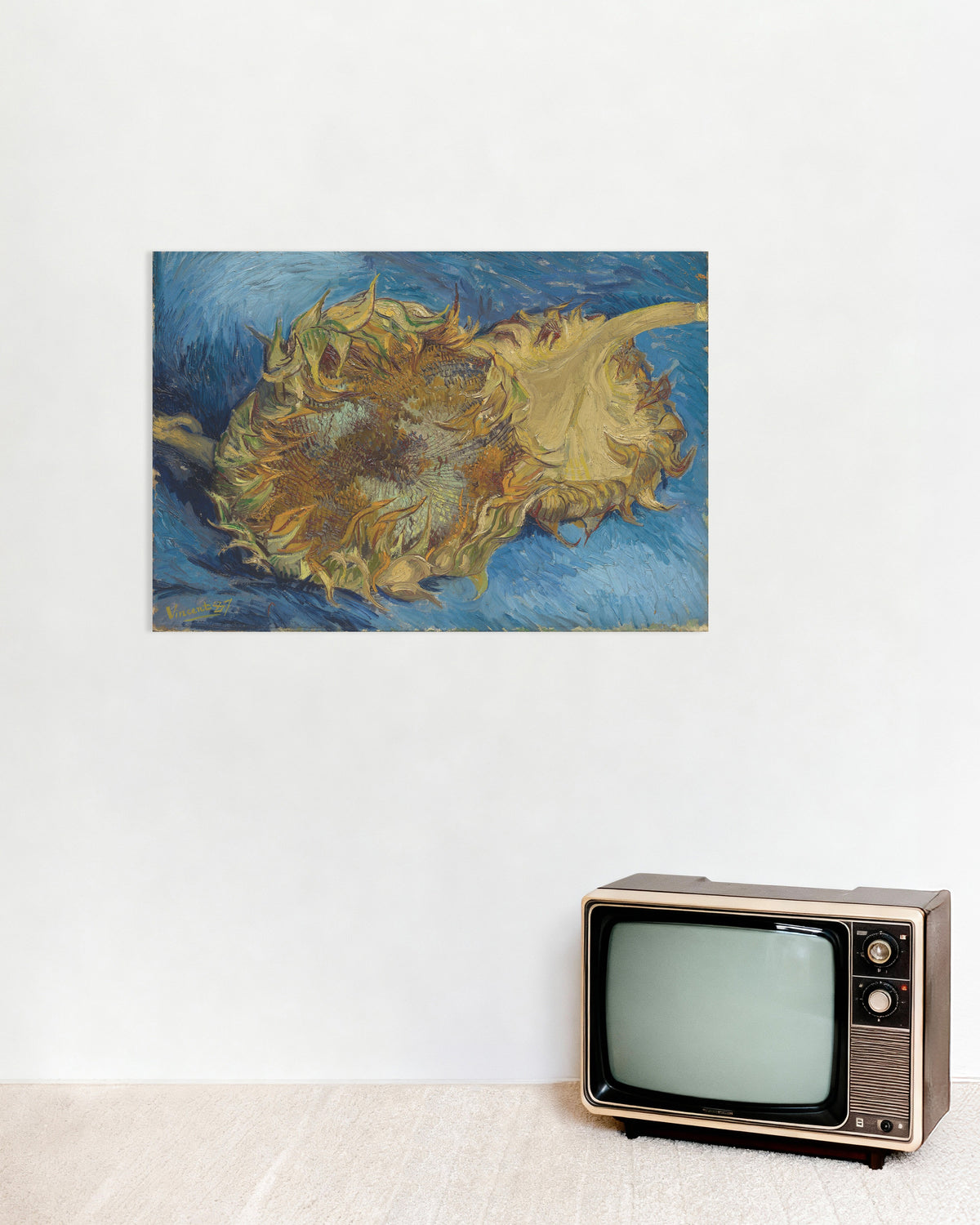Poster med Två avskurna solrosor (1887) av Vincent van Gogh