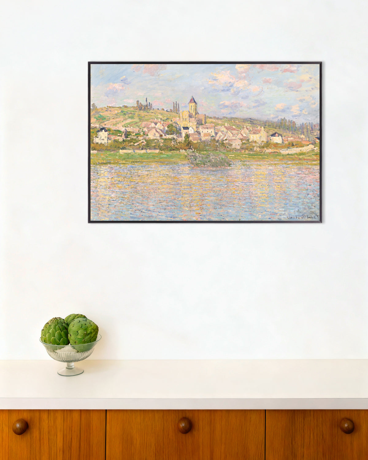 Poster Vétheuil av Claude Monet med metallram