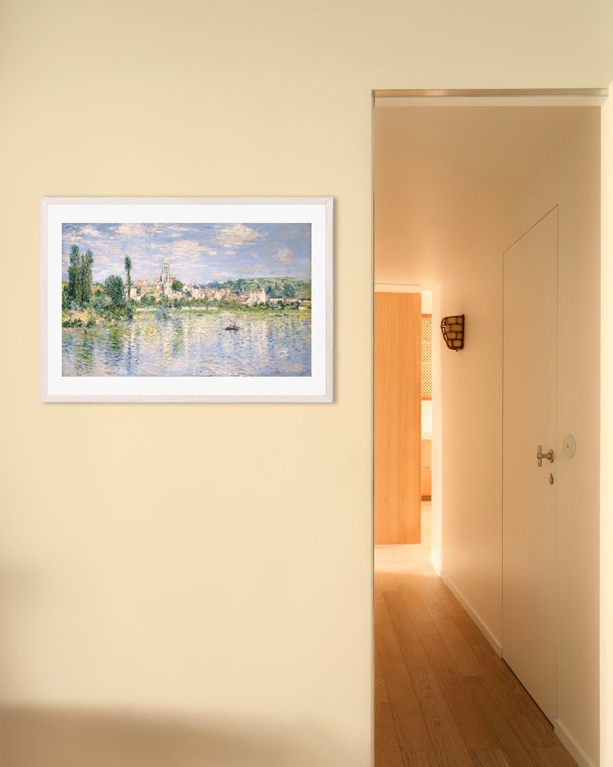 Poster Vétheuil på sommaren (1880) av Claude Monet med vit träram