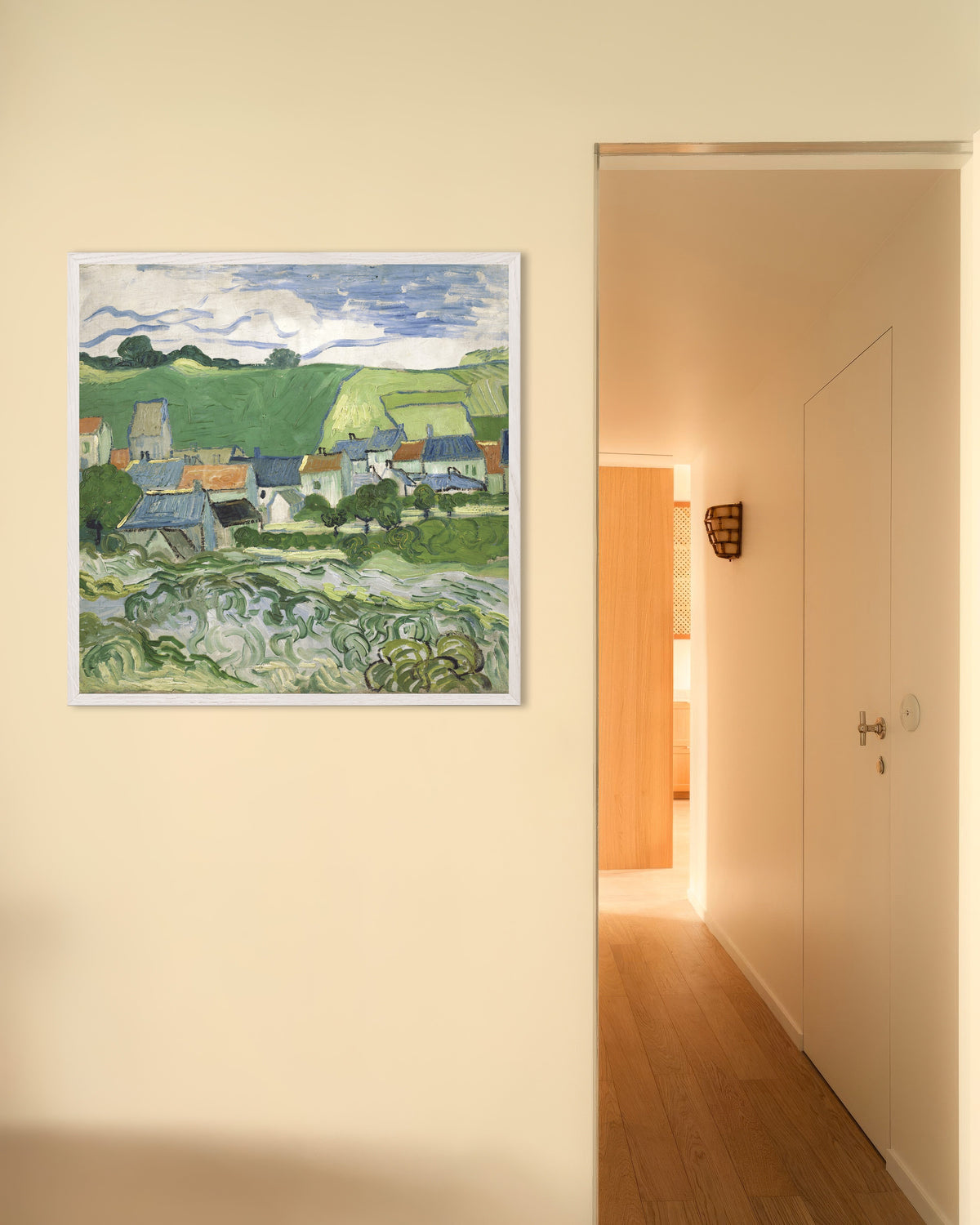 Poster av Utsikt över Auvers (1890) av Vincent van Gogh, med vit träram