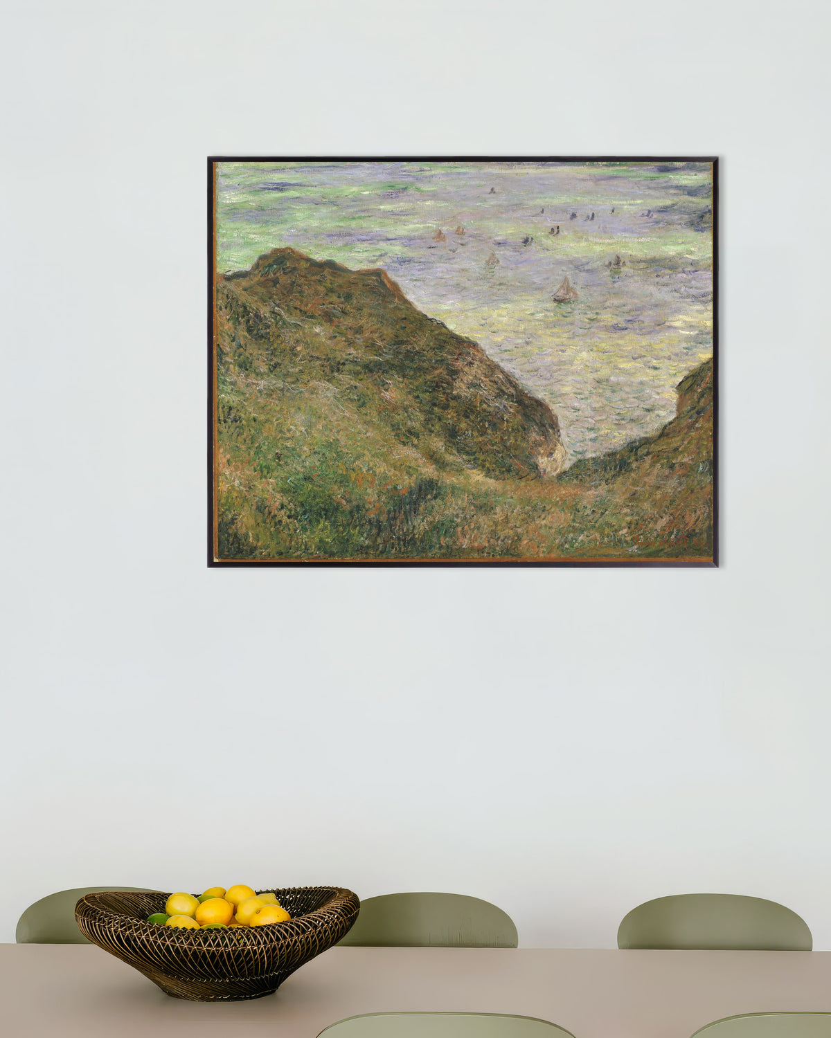 Poster Utsikt över havet (1882) av Claude Monet med metallram