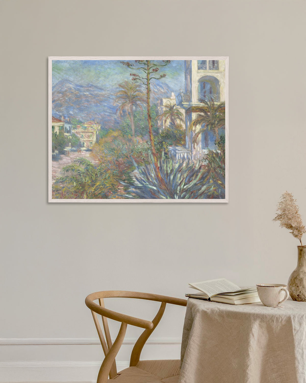 Poster Villor i Bordighera (1884) av Claude Monet med vit träram