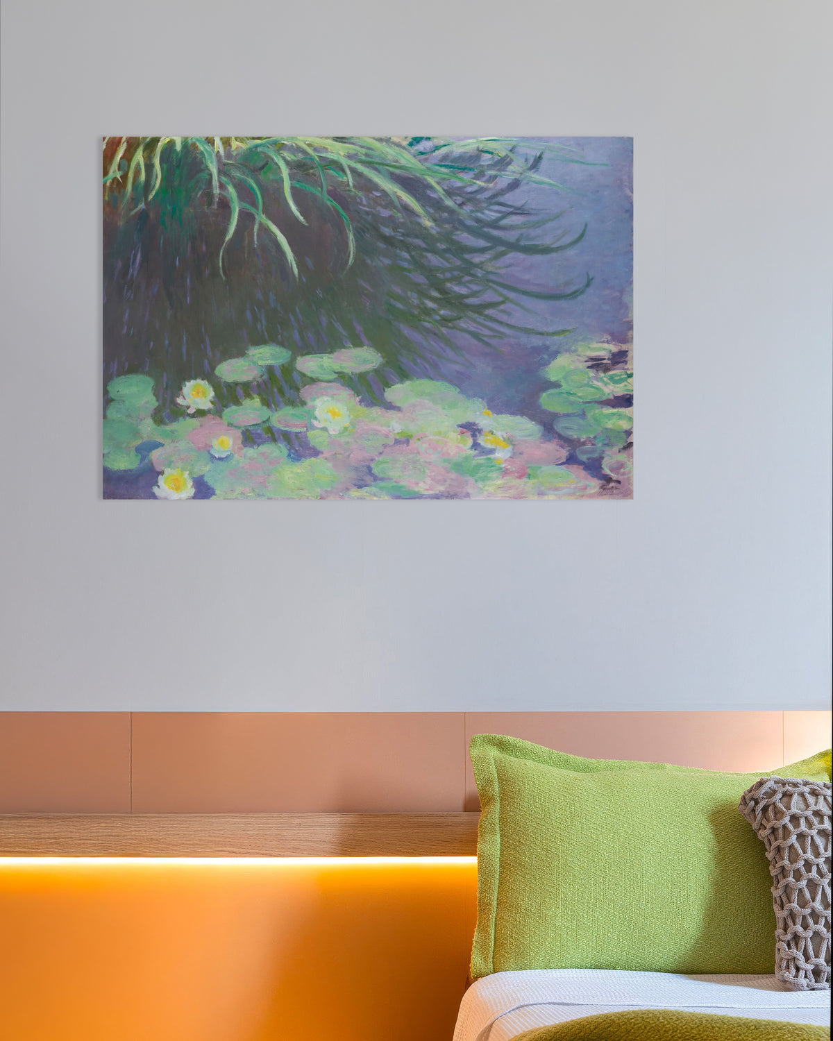 Poster Näckrosor med speglingar av högt gräs (1914–1917) av Claude Monet