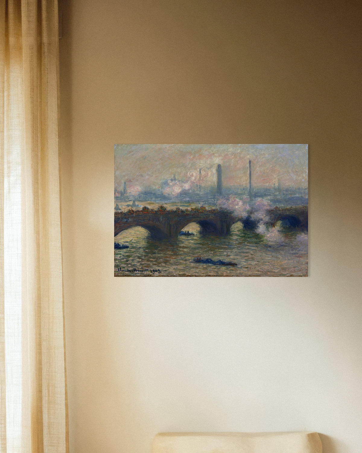 Poster Waterloo Bridge, grå dag (1903) av Claude Monet