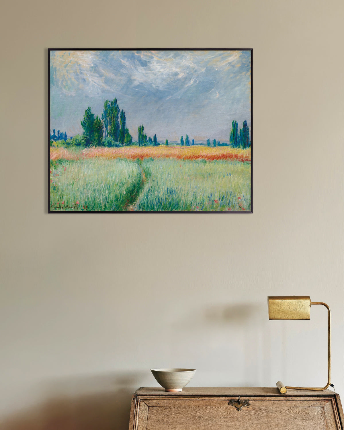 Poster Vetefält (1881) av Claude Monet med metallram