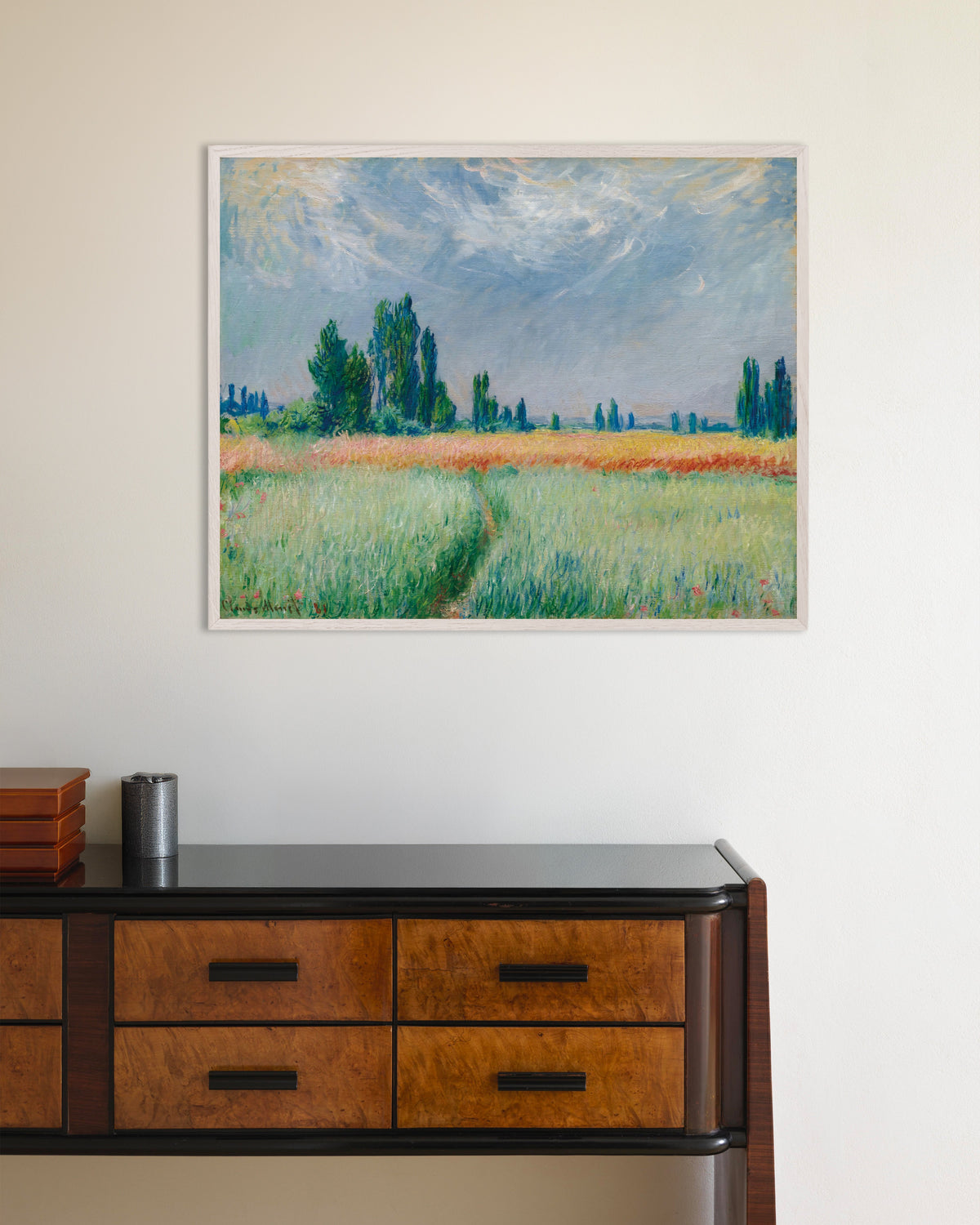 Poster Vetefält (1881) av Claude Monet med vit träram