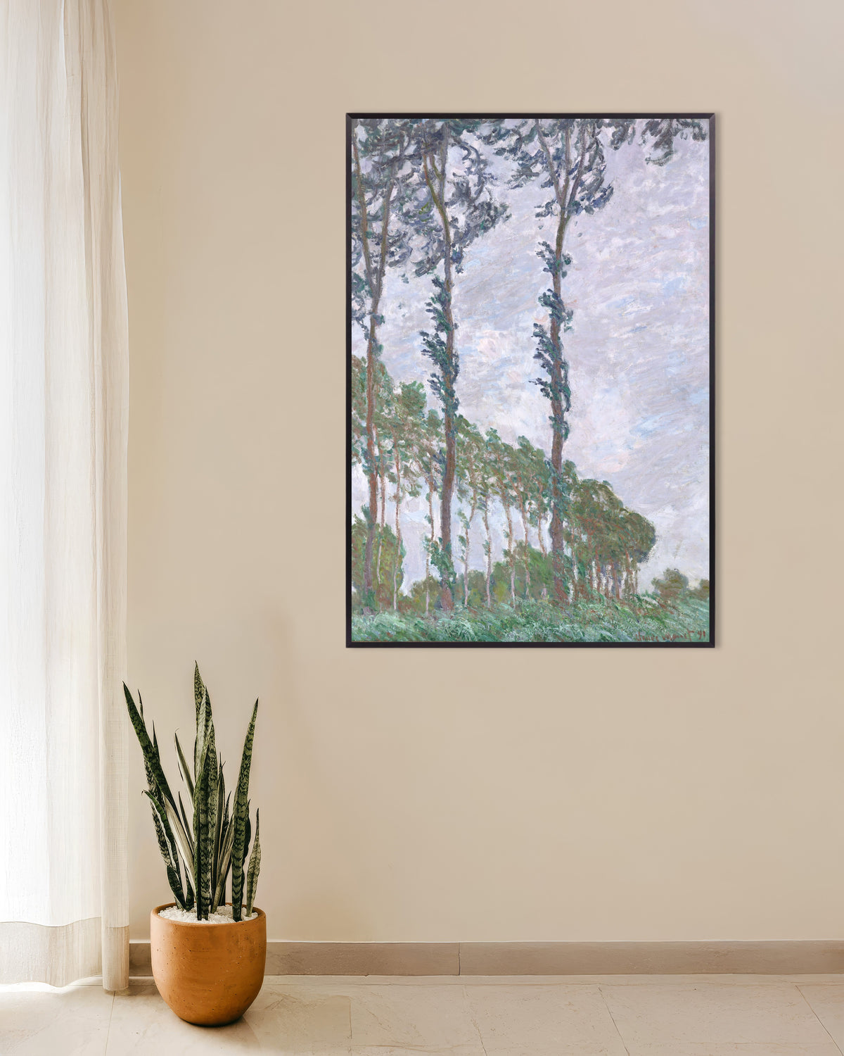 Poster Popplar, vindeffekt (1891) av Claude Monet med metallram