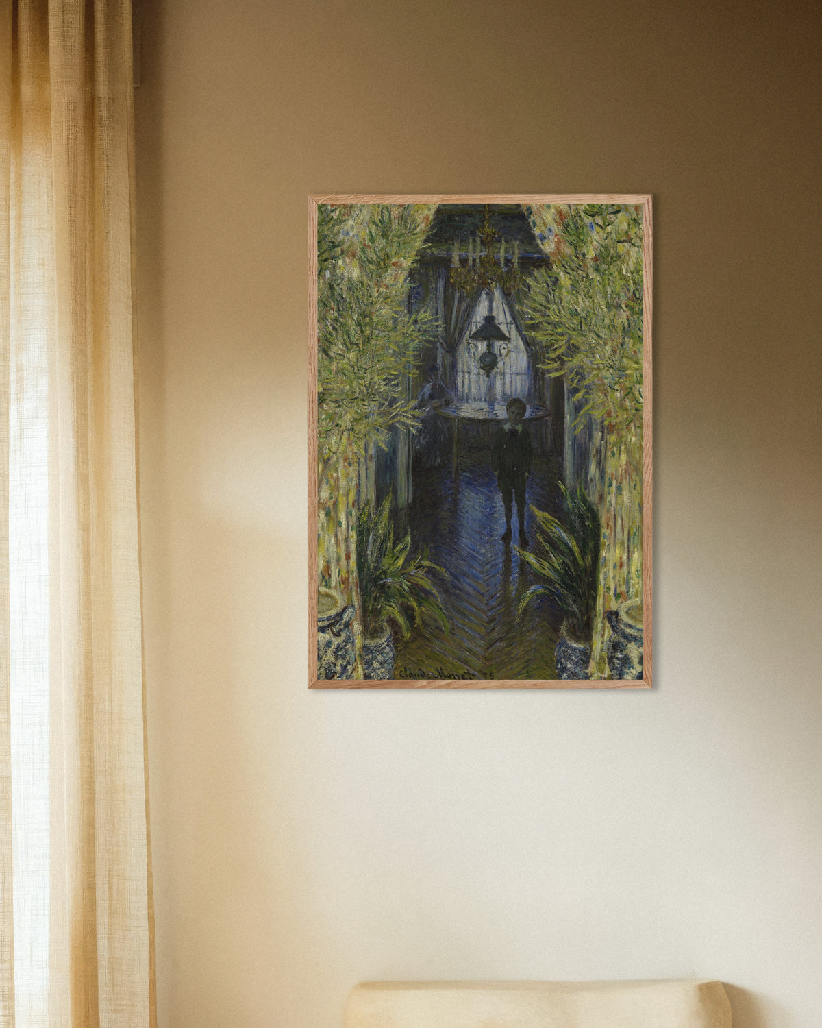 Poster Ett hörn av lägenheten (1875) av Claude Monet med ram i naturträ