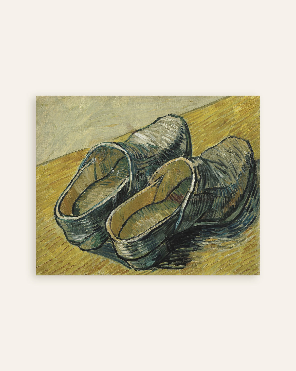Poster av Ett par träskor i läder (1888) av Vincent van Gogh, miniatyrbild