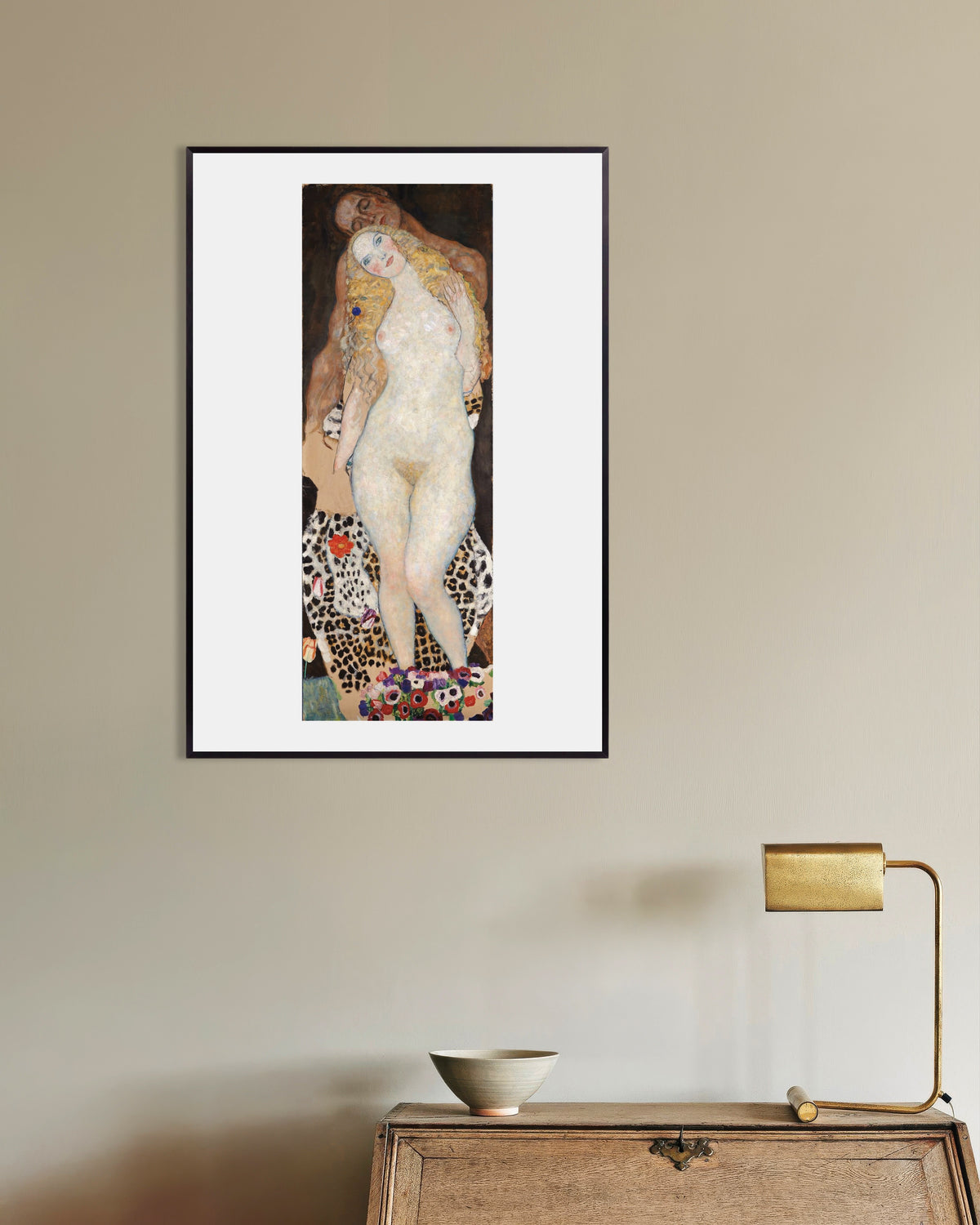 Poster Adam och Eva (1917–1918) av Gustav Klimt med metallram