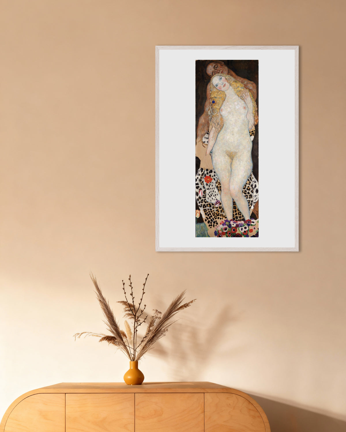 Poster Adam och Eva (1917–1918) av Gustav Klimt med vit träram