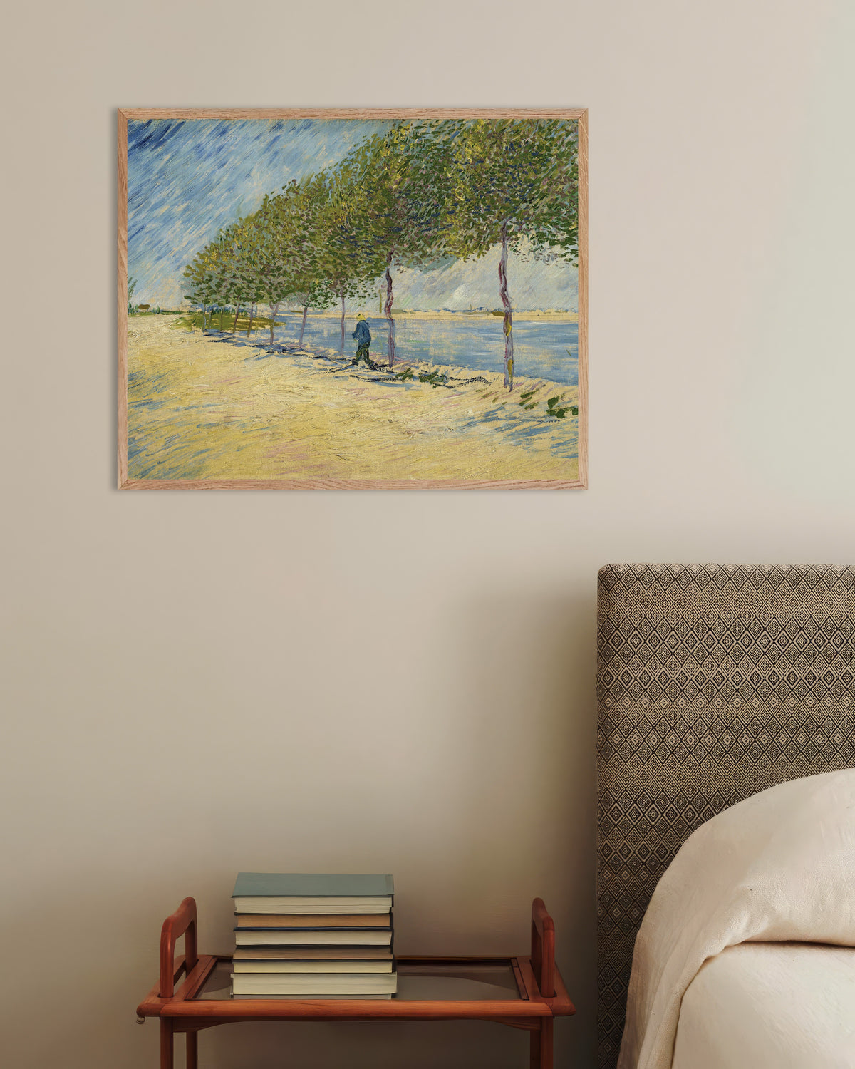 Poster med Längs Seine (1887) av Vincent van Gogh, med ram i naturträ