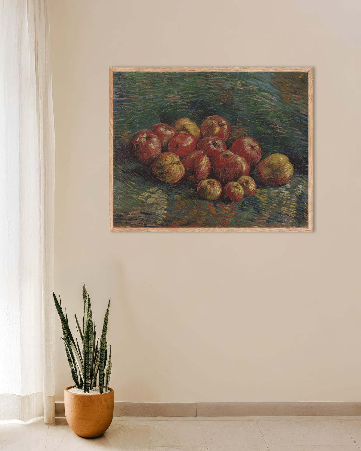 Poster med Äpplen (1887) av Vincent van Gogh, med ram i naturträ
