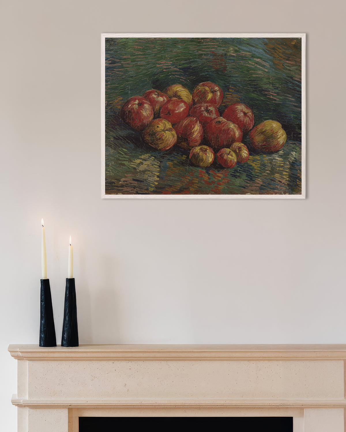 Poster med Äpplen (1887) av Vincent van Gogh, med vit träram